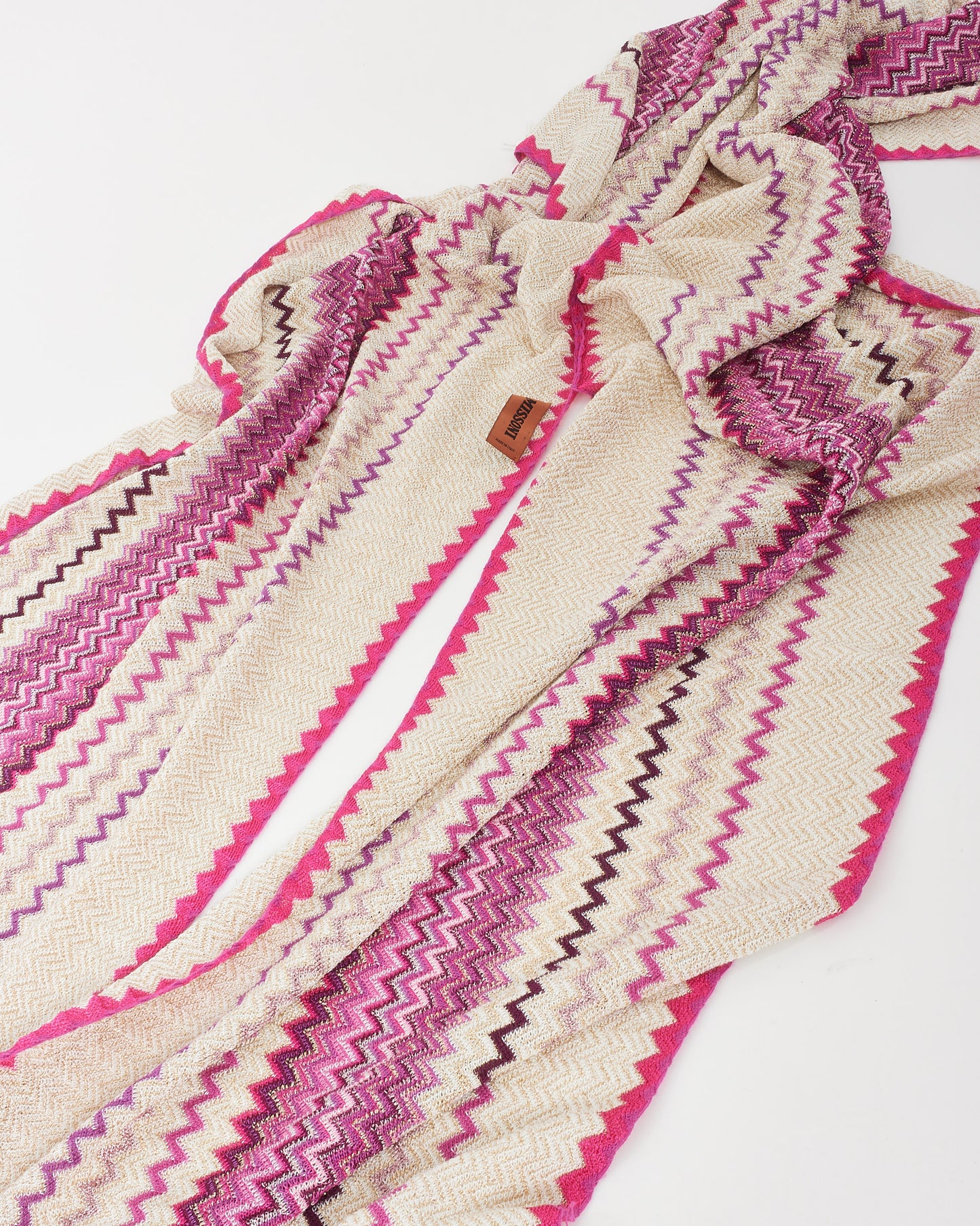 Missoni Pink Purple White & Gold Sparkle Knit Shawl Cape