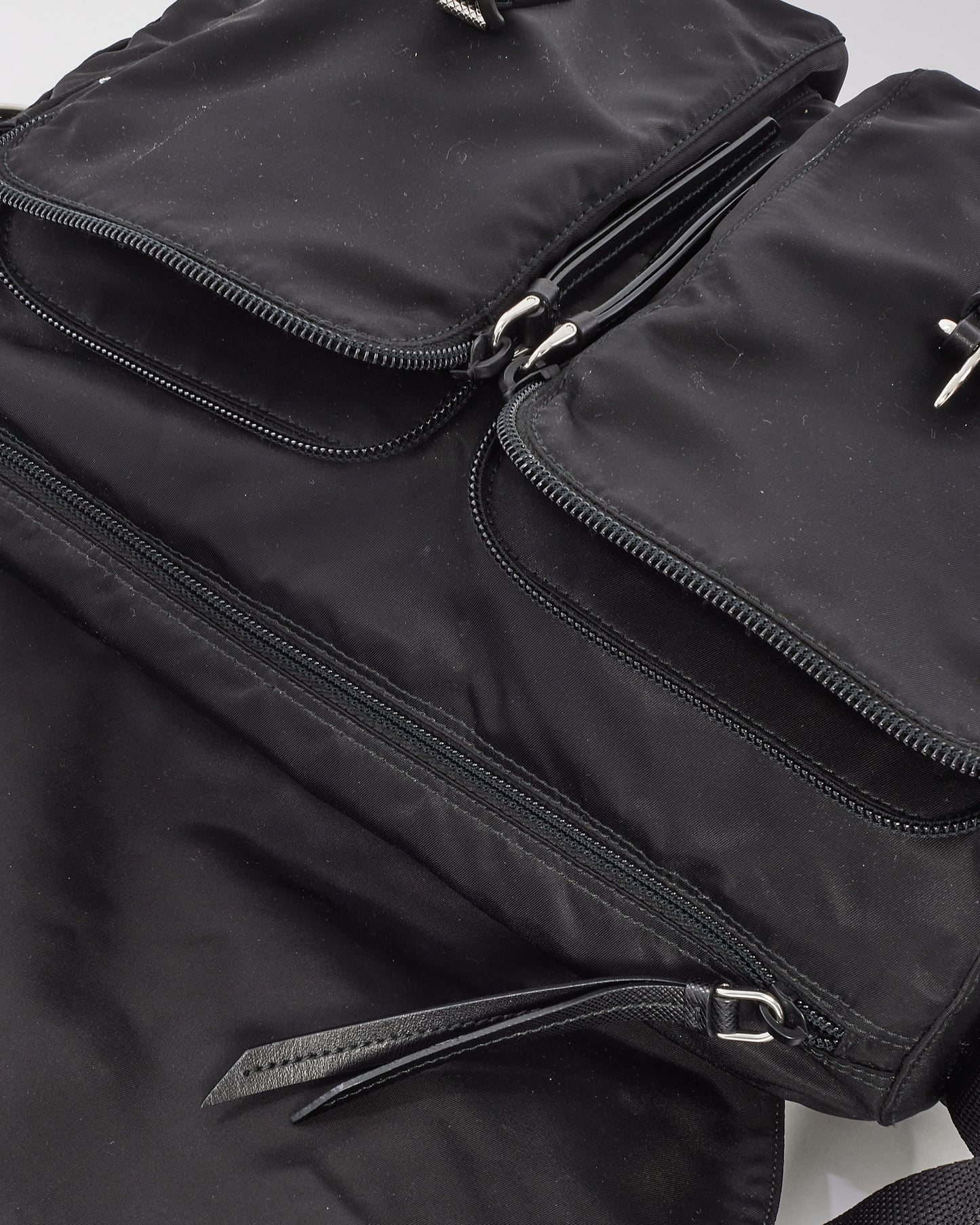 Prada Black New Vela Nylon Studded Messenger Bag