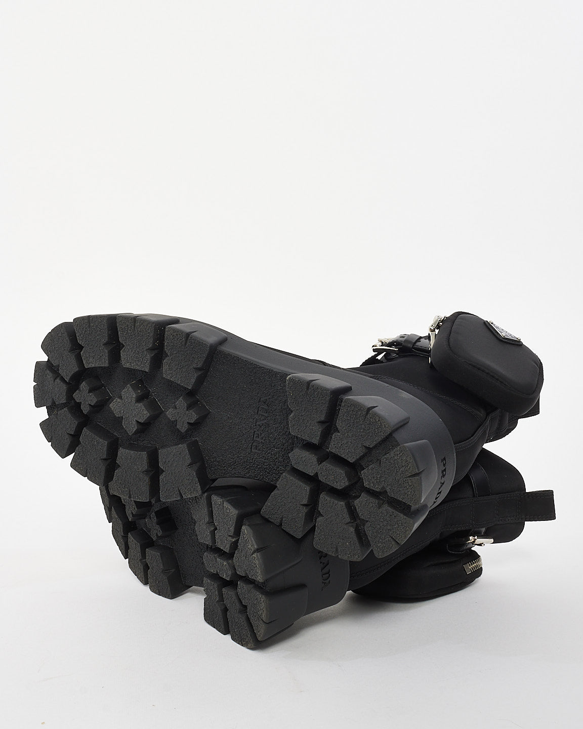 Prada Black Nylon Monolith Lace Up Combat Boots - 39