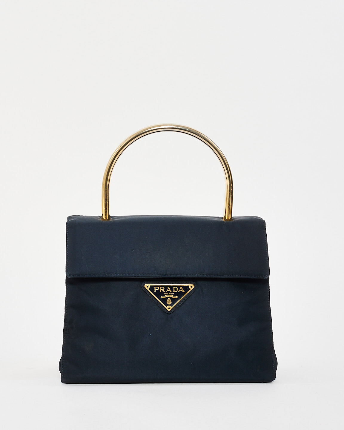 Prada Vintage Black Nylon & Gold Top Handle Bag