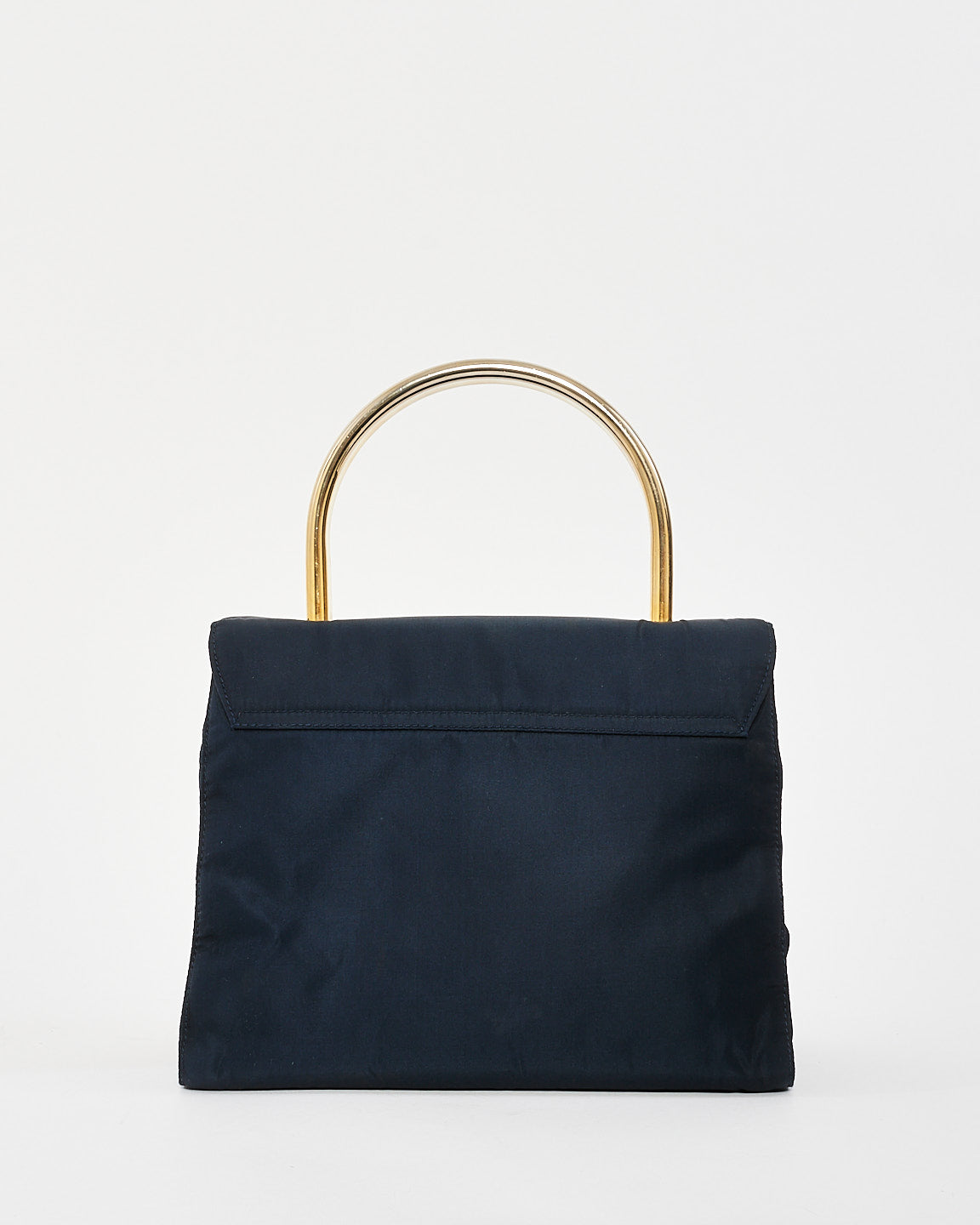 Prada Vintage Black Nylon & Gold Top Handle Bag