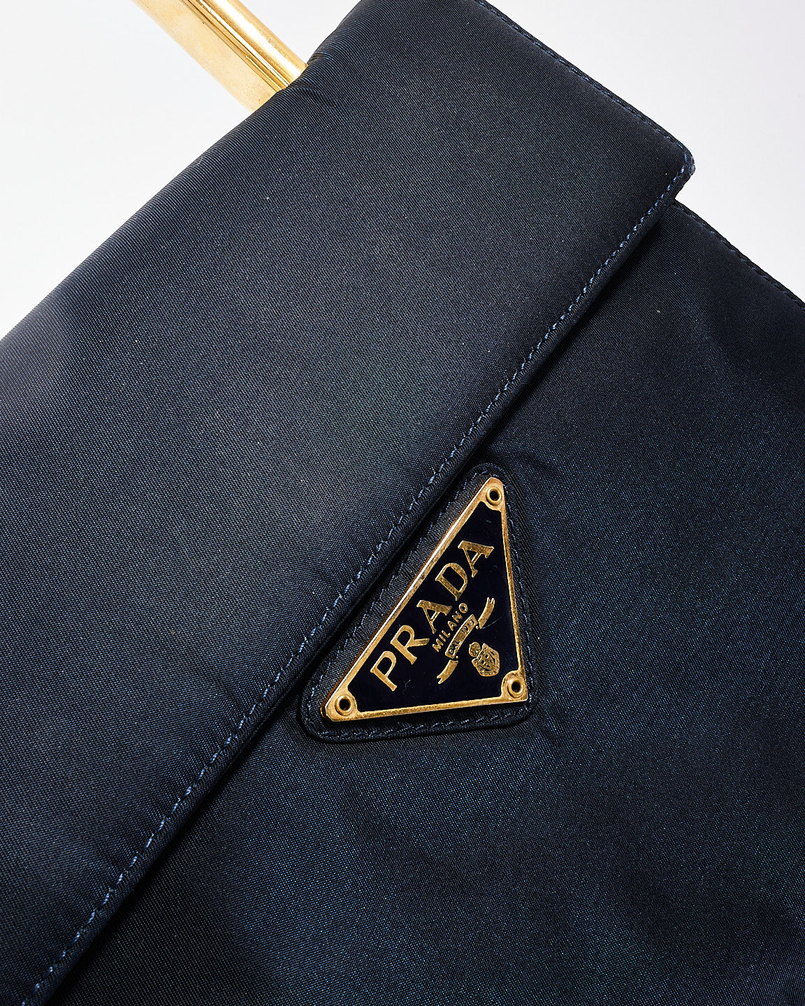 Prada Vintage Black Nylon & Gold Top Handle Bag