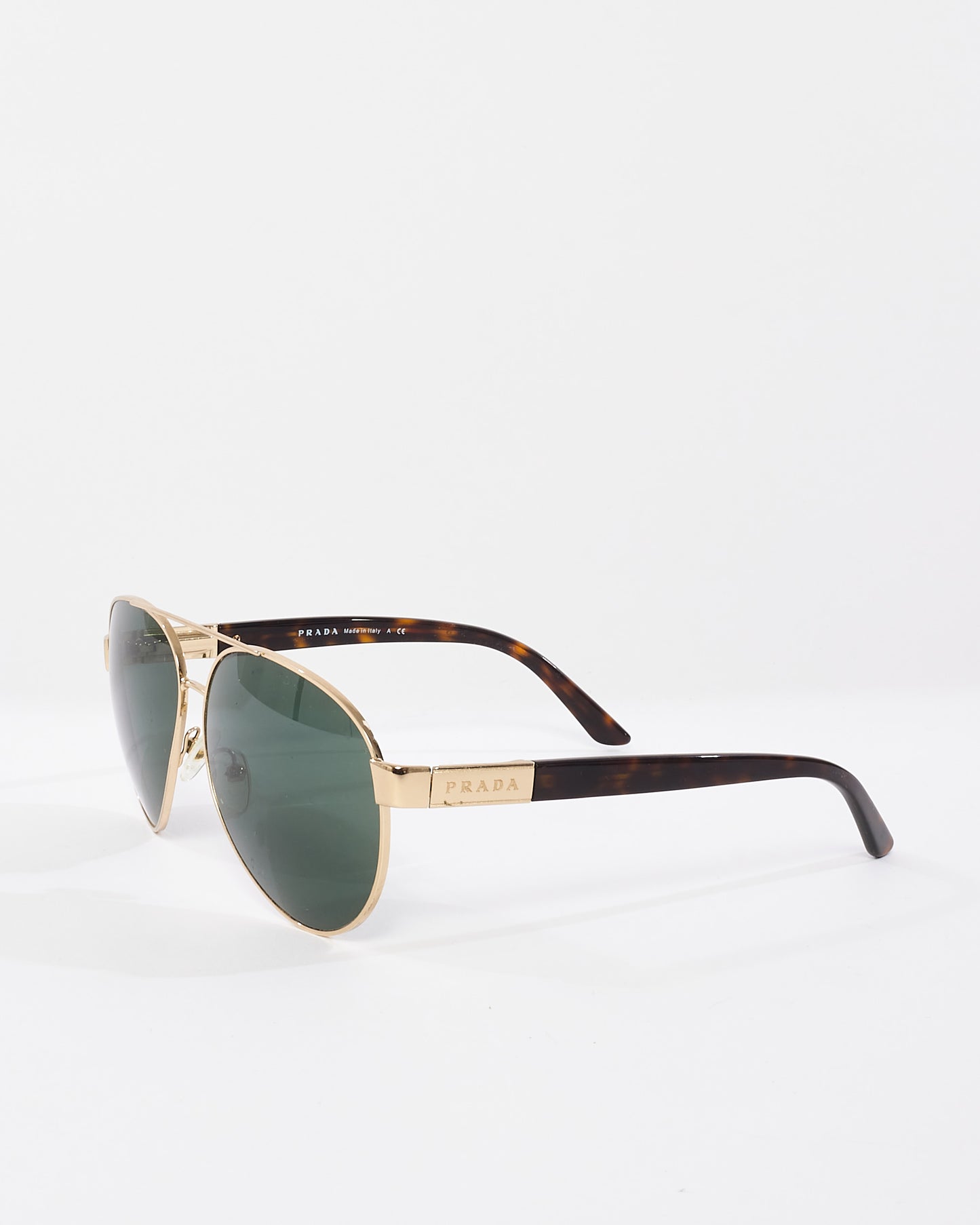 Prada Gold & Tortoise Aviator Sunglasses SPR 59N