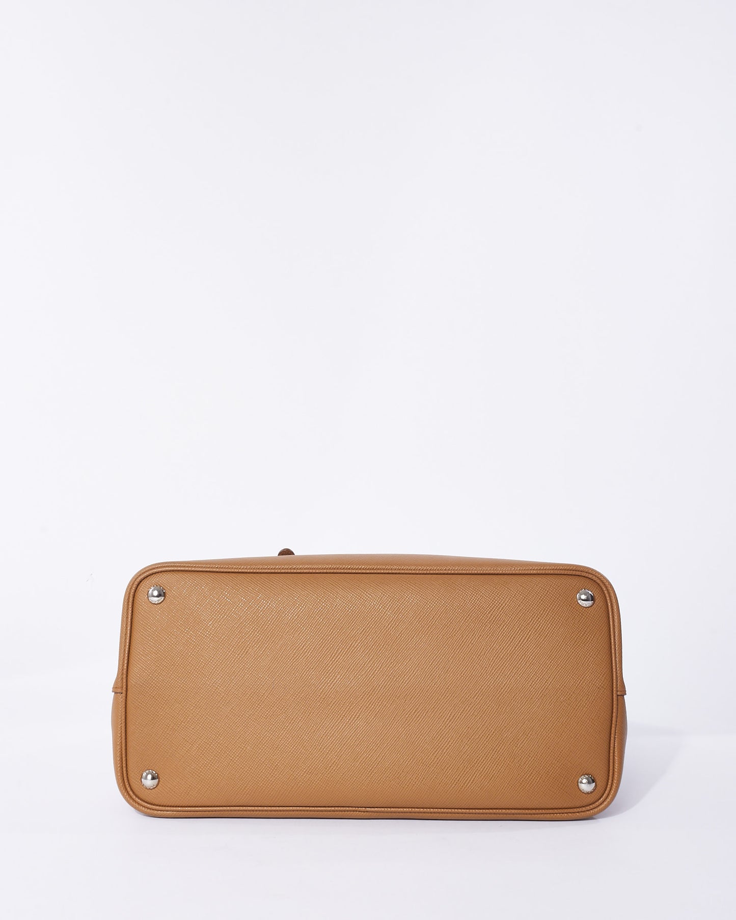 Prada Tan Saffiano Leather Double Medium Convertible Tote Bag