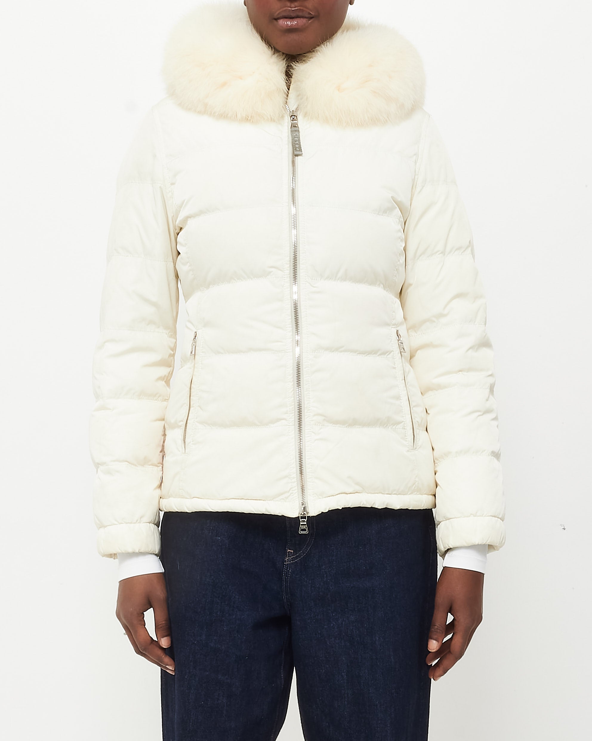 Buy Prada White Down & Fur Hood Ski Jacket - XS - Authenticated