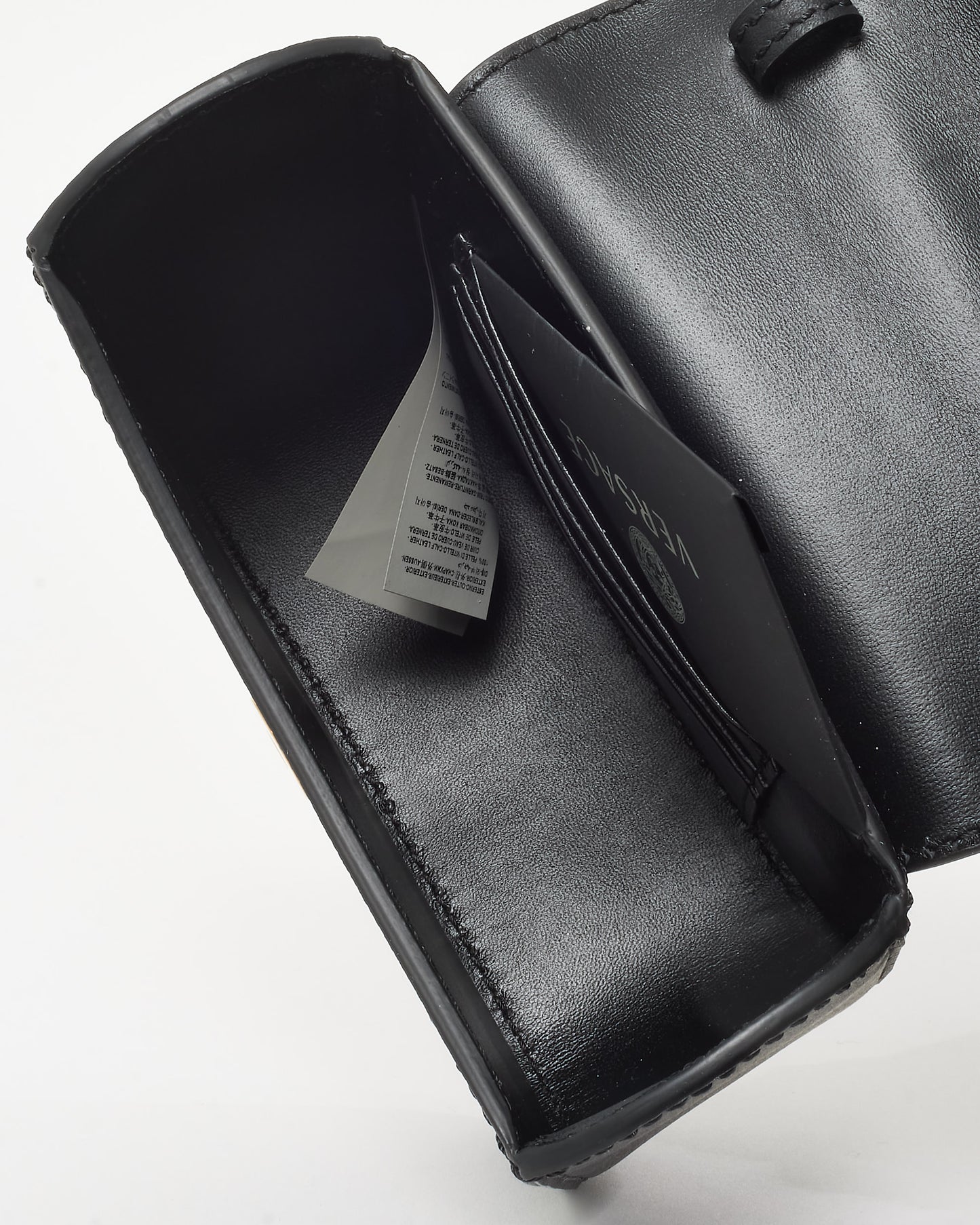 Versace Black Grained Leather Medusa Head Mini Top Handle Bag