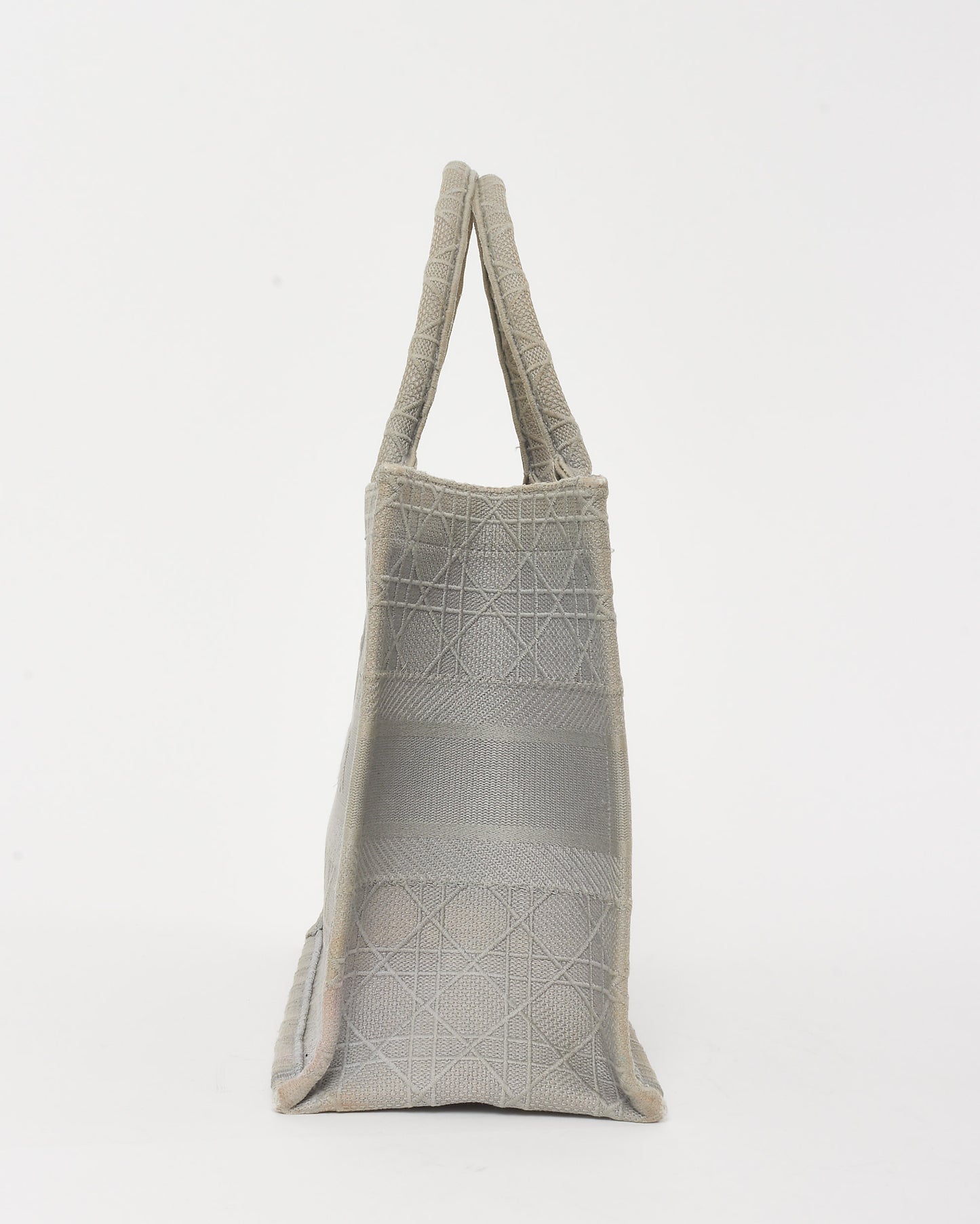 Dior Grey Cannage Embroidered Logo Canvas Medium Book Tote