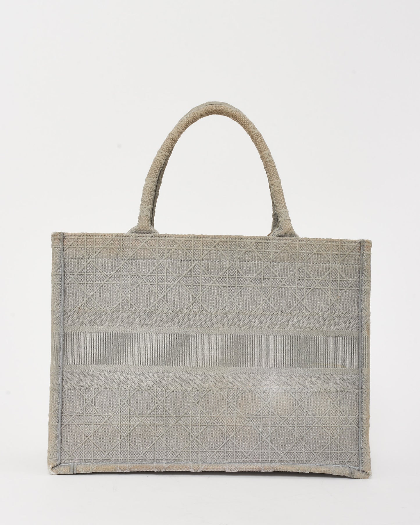 Dior Grey Cannage Embroidered Logo Canvas Medium Book Tote