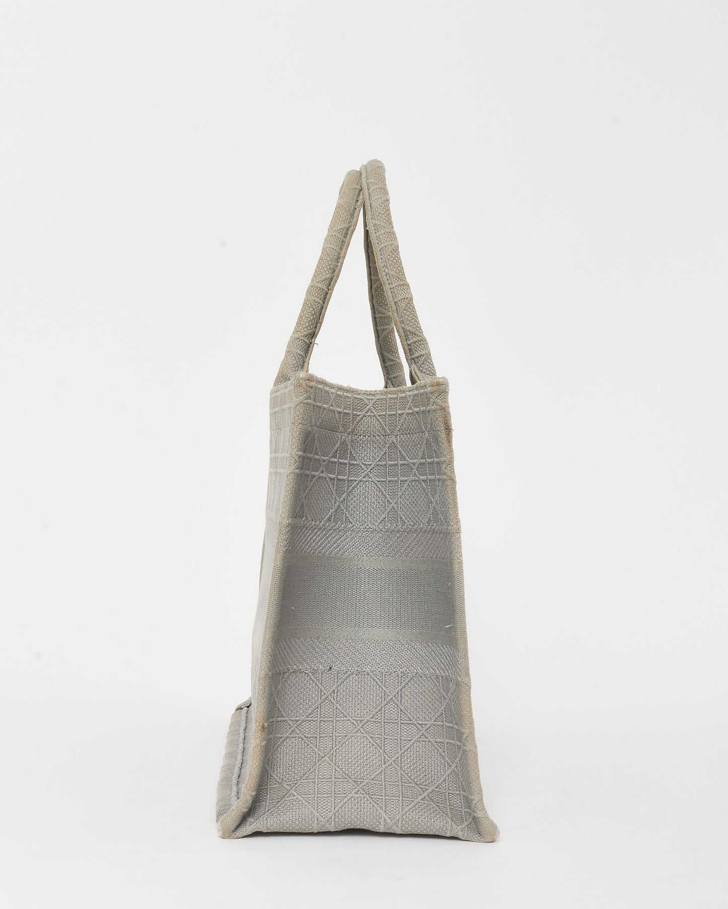 Dior Grey Cannage Embroidered Logo Canvas Medium Book Tote