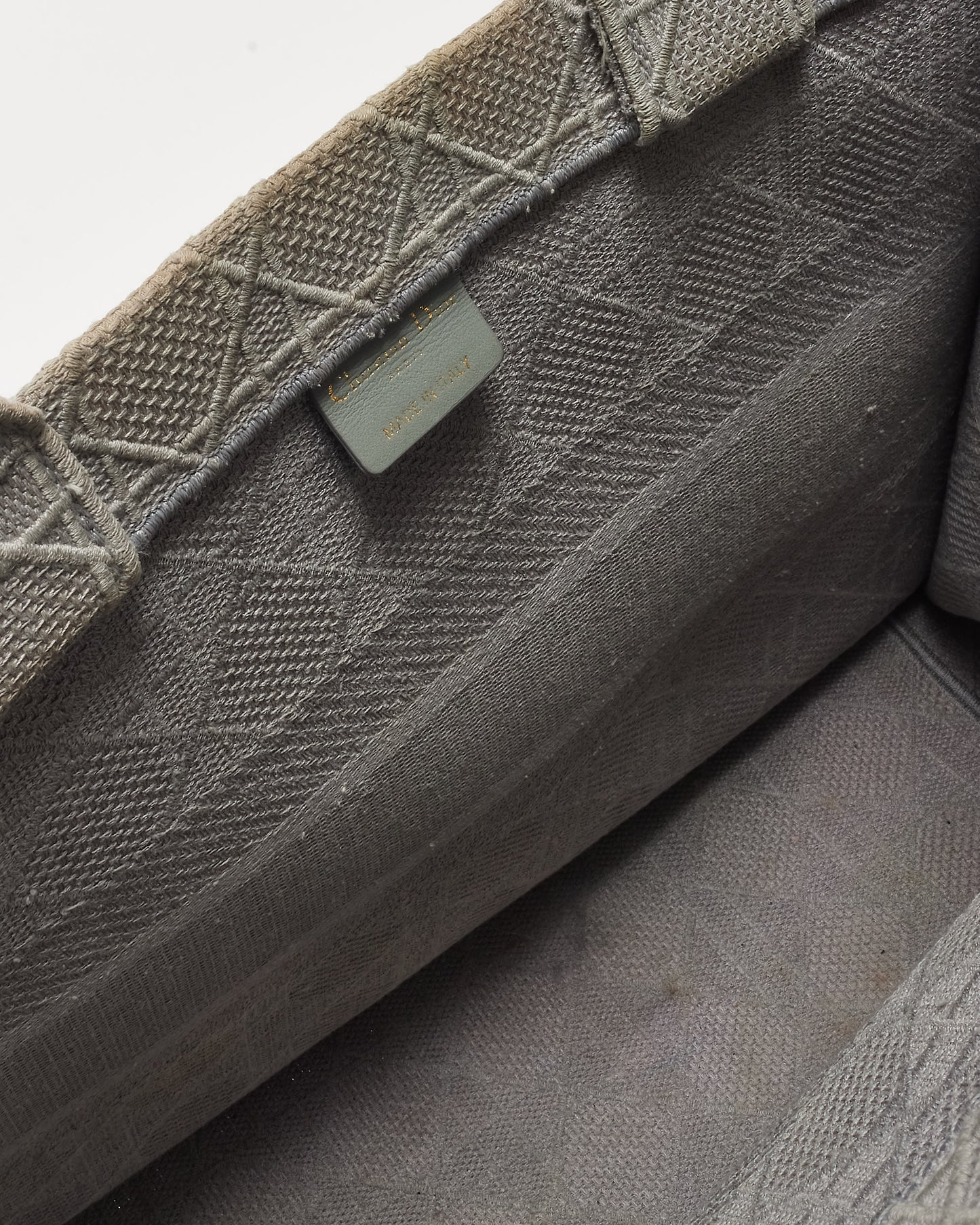 Dior Grey Cannage Embroidered Logo Canvas Medium Book Tote