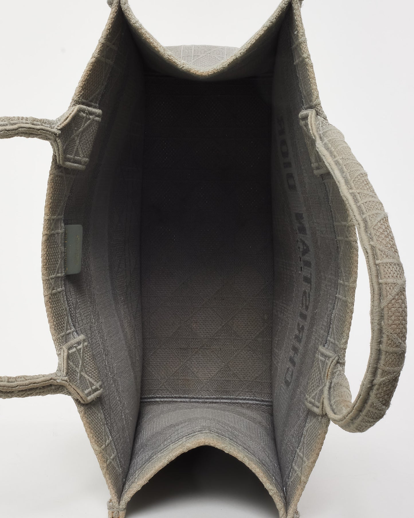 Dior Grey Cannage Embroidered Logo Canvas Medium Book Tote