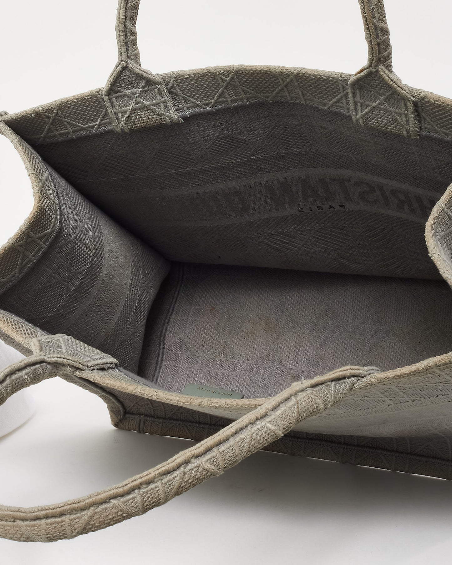 Dior Grey Cannage Embroidered Logo Canvas Medium Book Tote