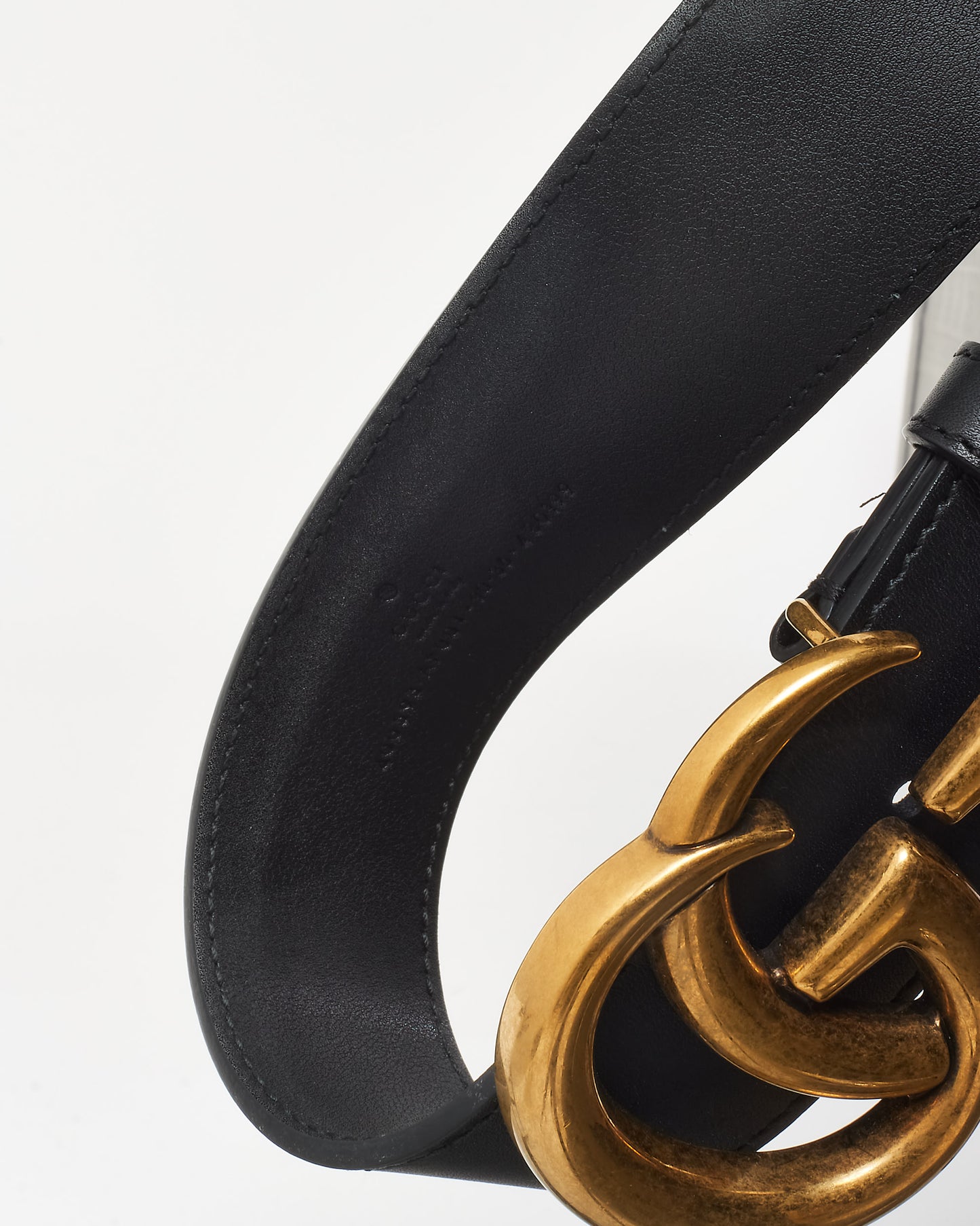 Gucci Black Smooth Leather Large GG Marmont Belt - 90/36