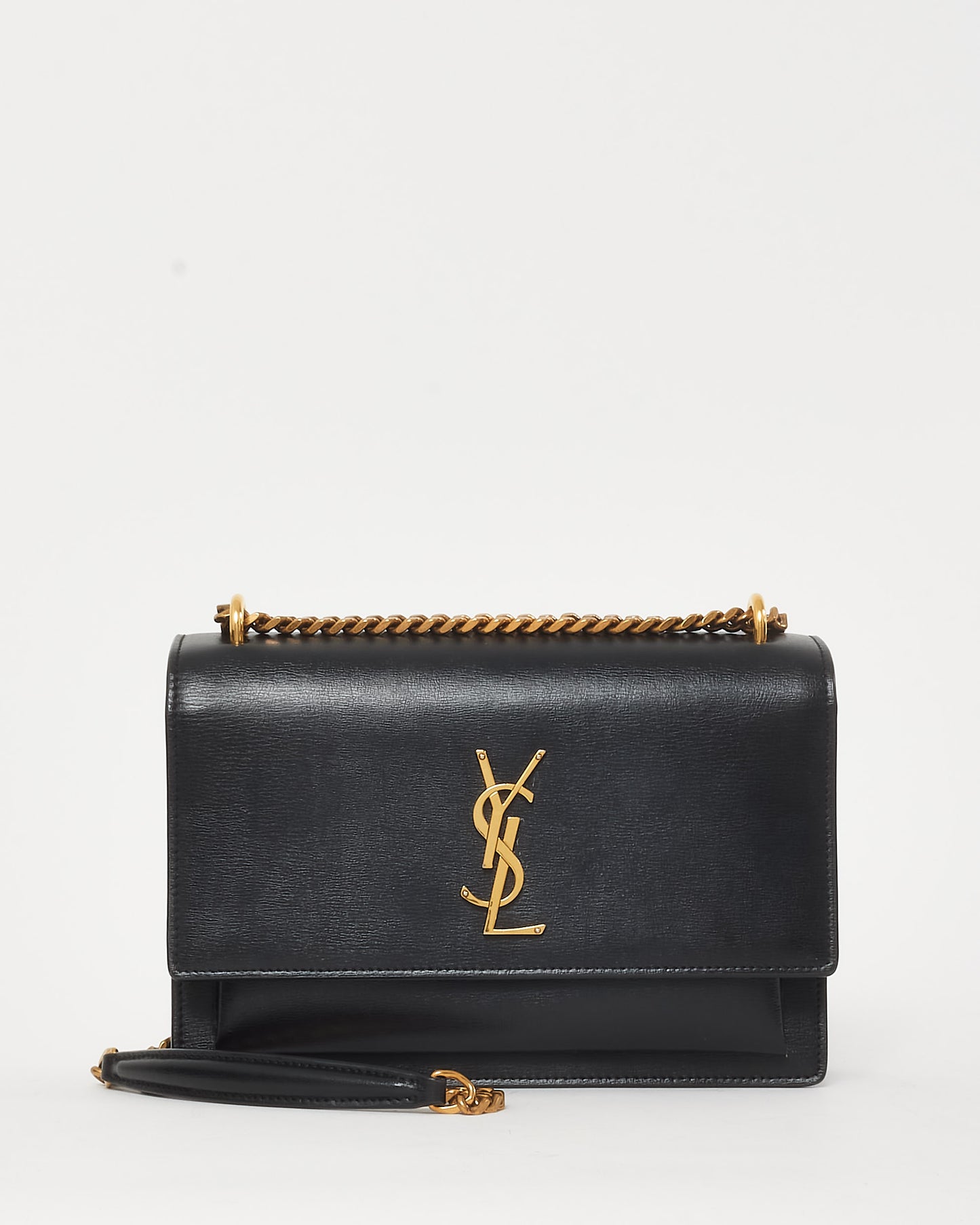 Buy Saint Laurent Black Smooth Leather YSL Medium Sunset Bag