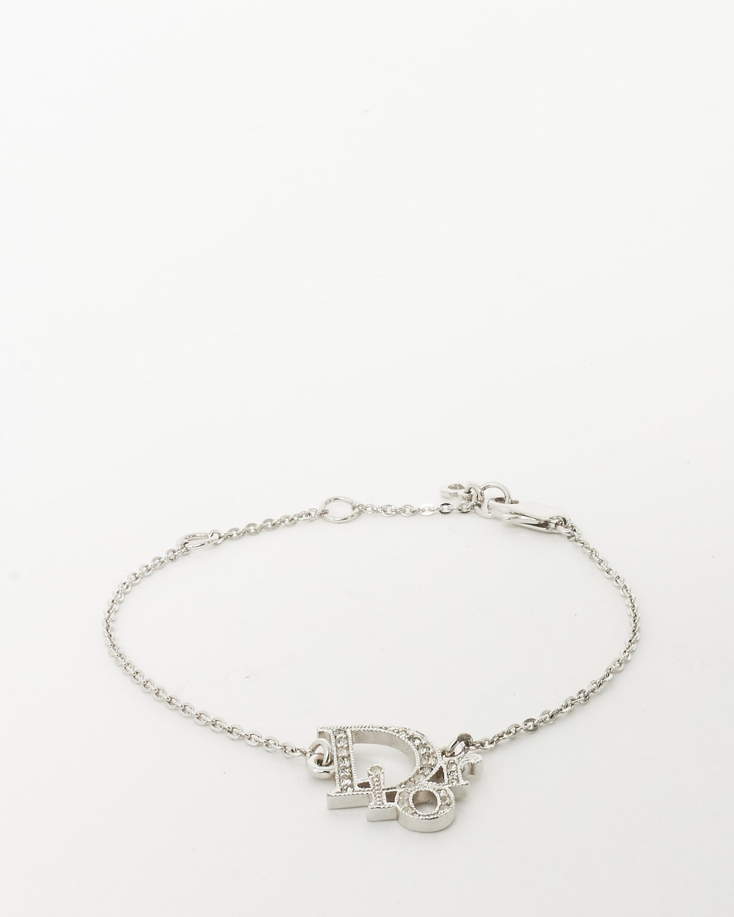 Dior Silver Crystal Dior Logo Chain Bracelet