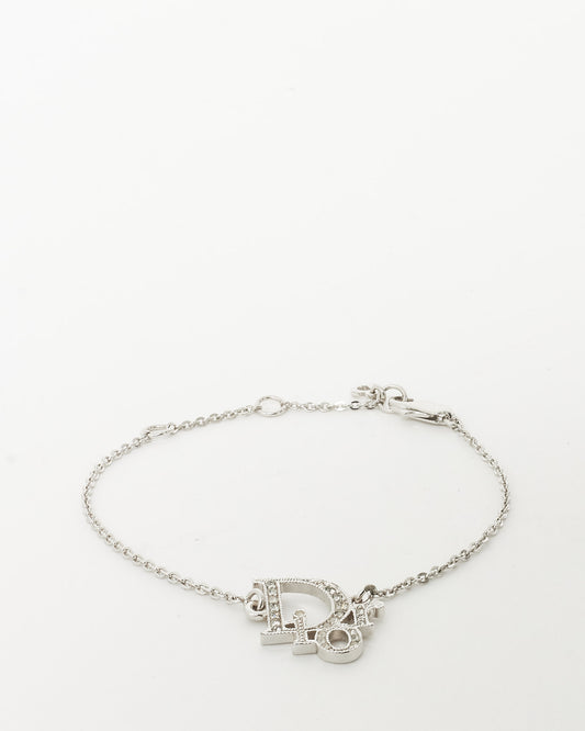 Dior Silver Crystal Dior Logo Chain Bracelet
