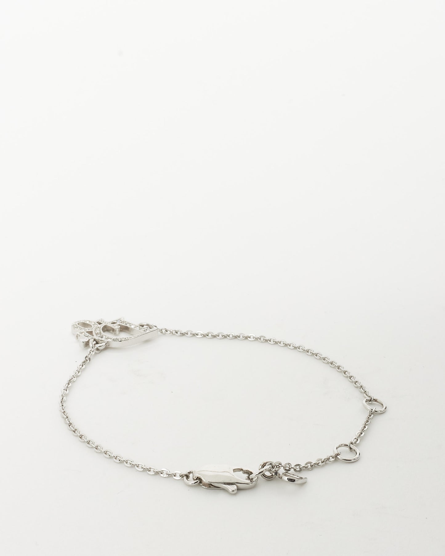 Dior Silver Crystal Dior Logo Chain Bracelet