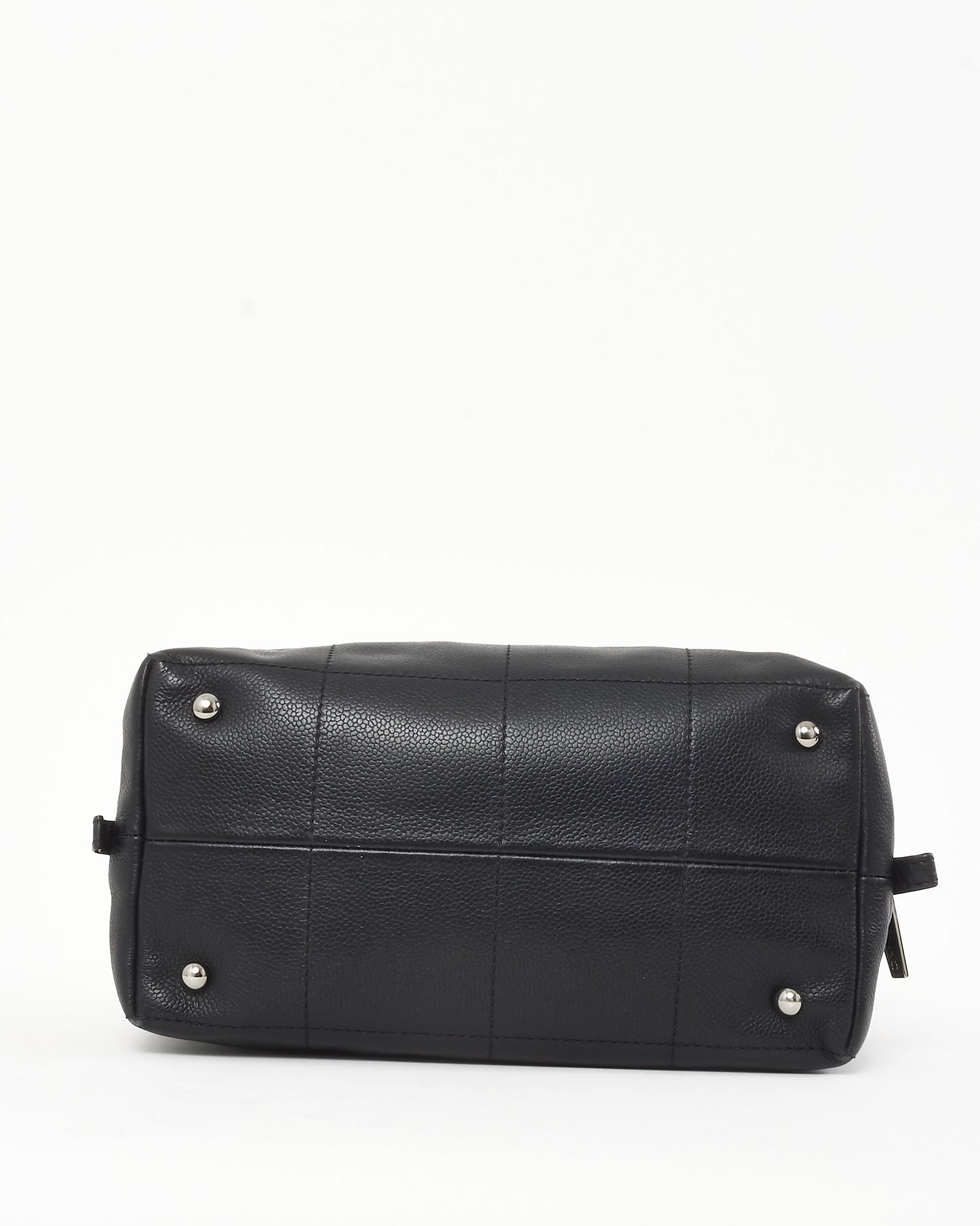 Chanel Vintage Black Leather Chocolate Bar Bowler Tote