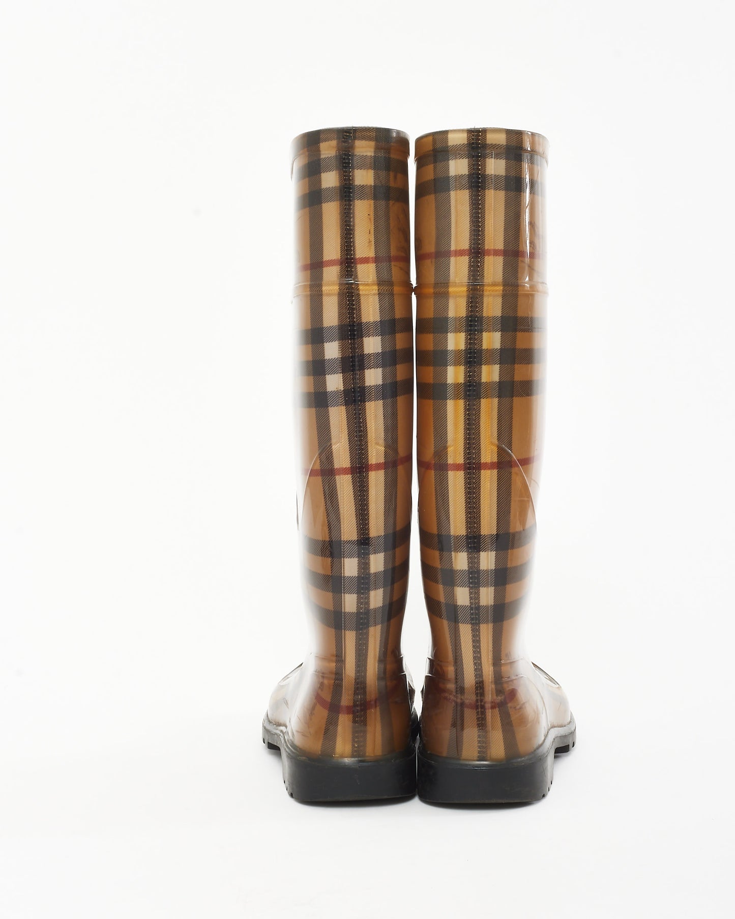 Burberry Beige Haymarket Check Rubber Rain Boots - 37