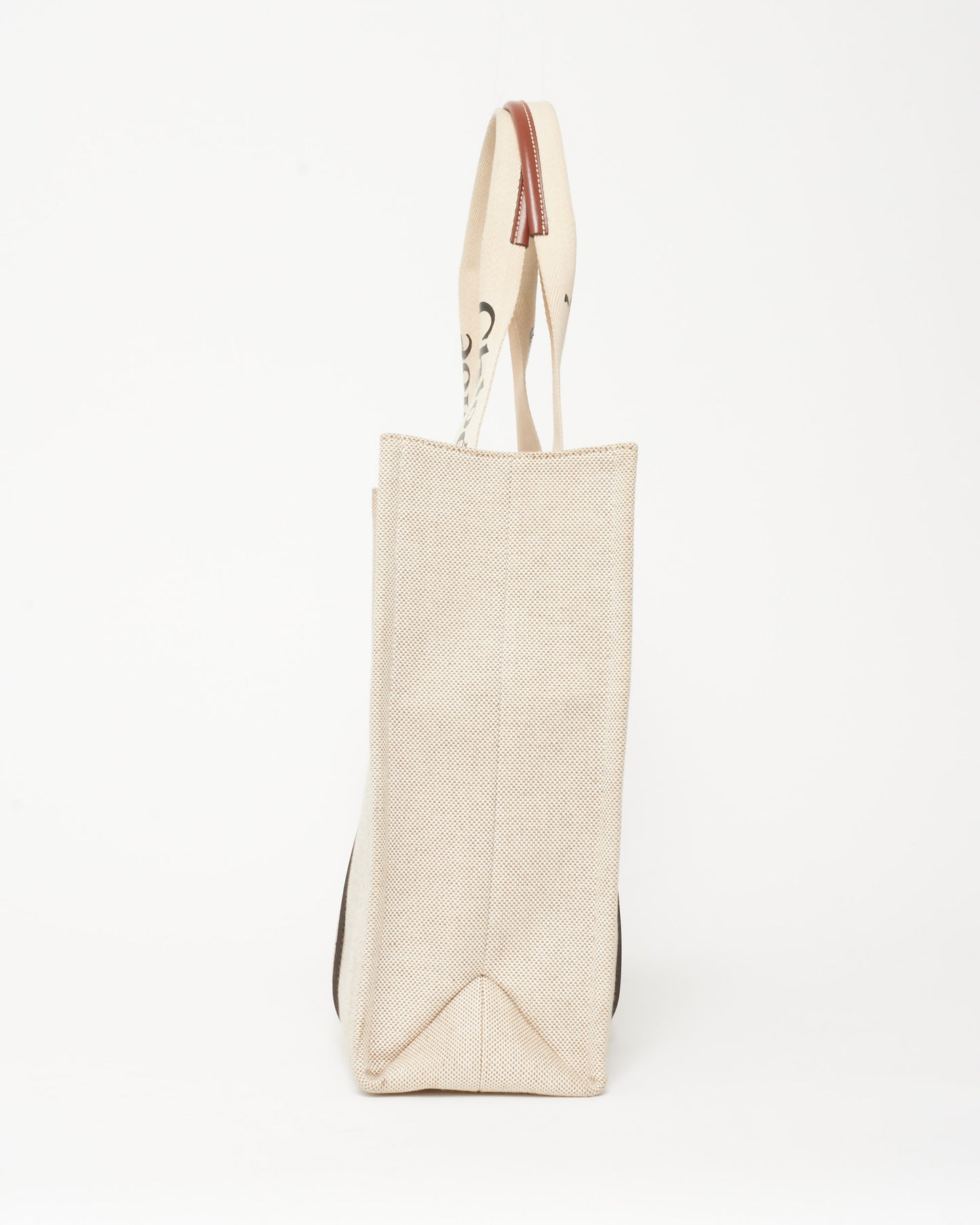 Chloé Beige Canvas & Brown Leather Trim Large Woody Tote Bag