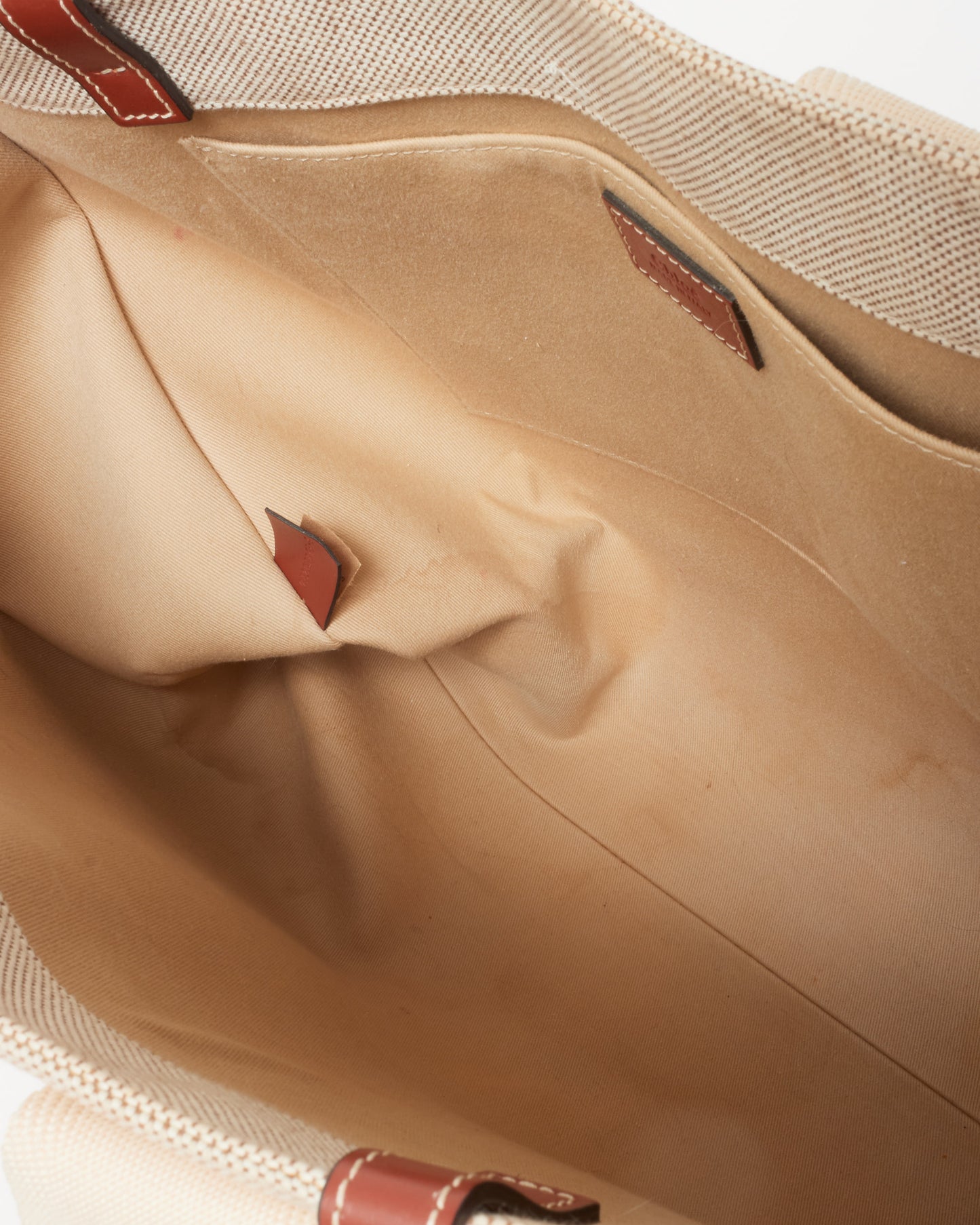 Chloé Beige Canvas & Brown Leather Trim Large Woody Tote Bag