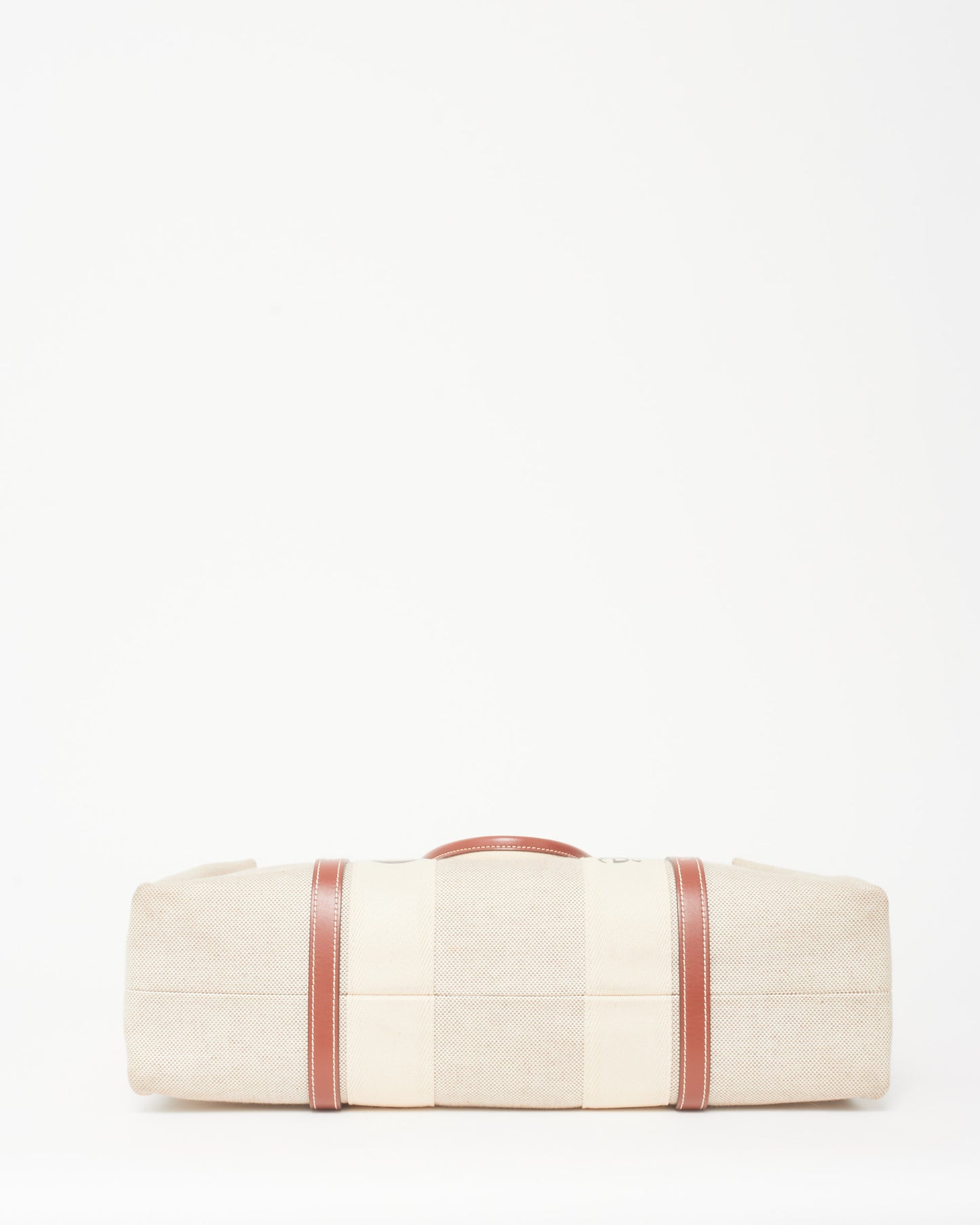 Chloé Beige Canvas & Brown Leather Trim Large Woody Tote Bag