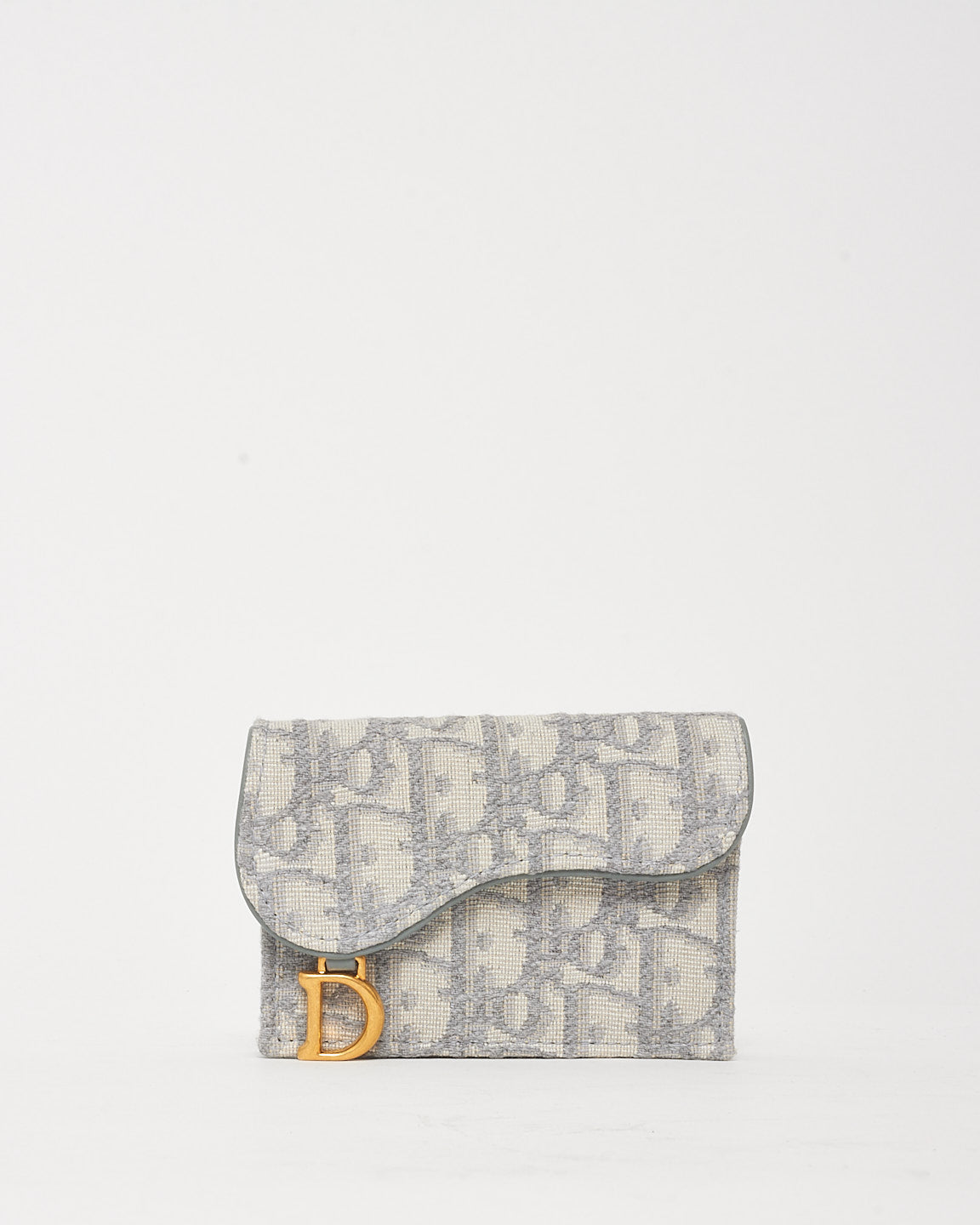 Dior Grey Dior Oblique Jacquard Canvas Saddle Bloom Card Holder