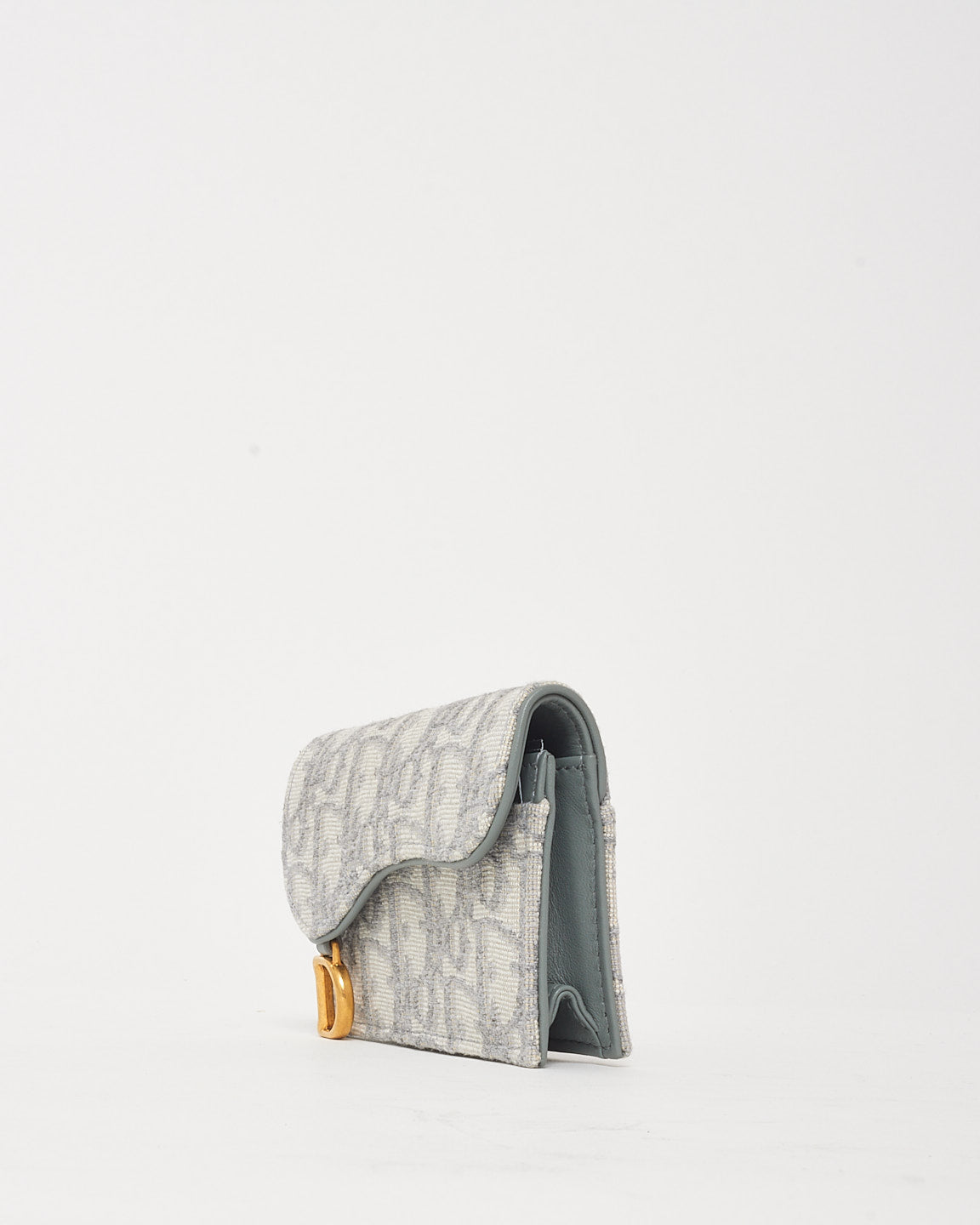 Dior Grey Dior Oblique Jacquard Canvas Saddle Bloom Card Holder