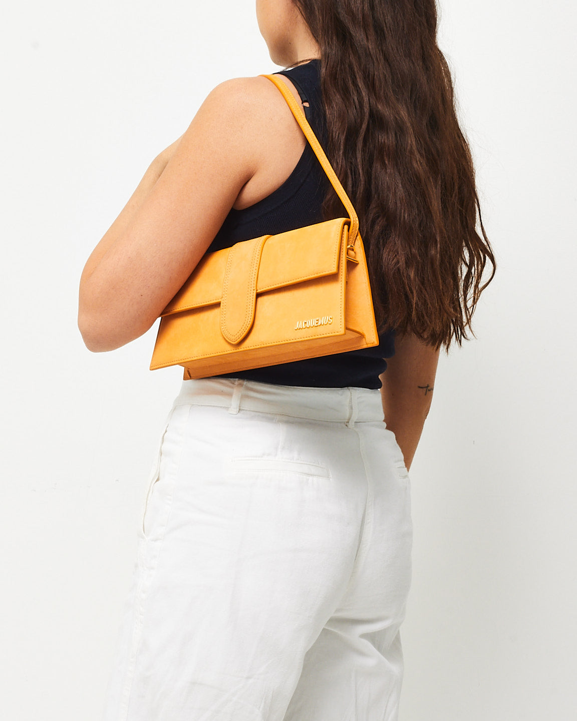 Jacquemus Orange Suede Long Bambino Shoulder Bag