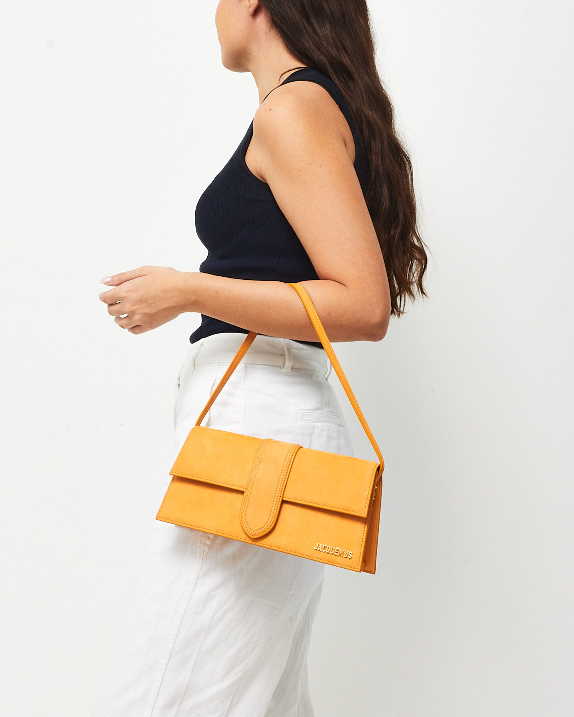 Jacquemus Orange Suede Long Bambino Shoulder Bag