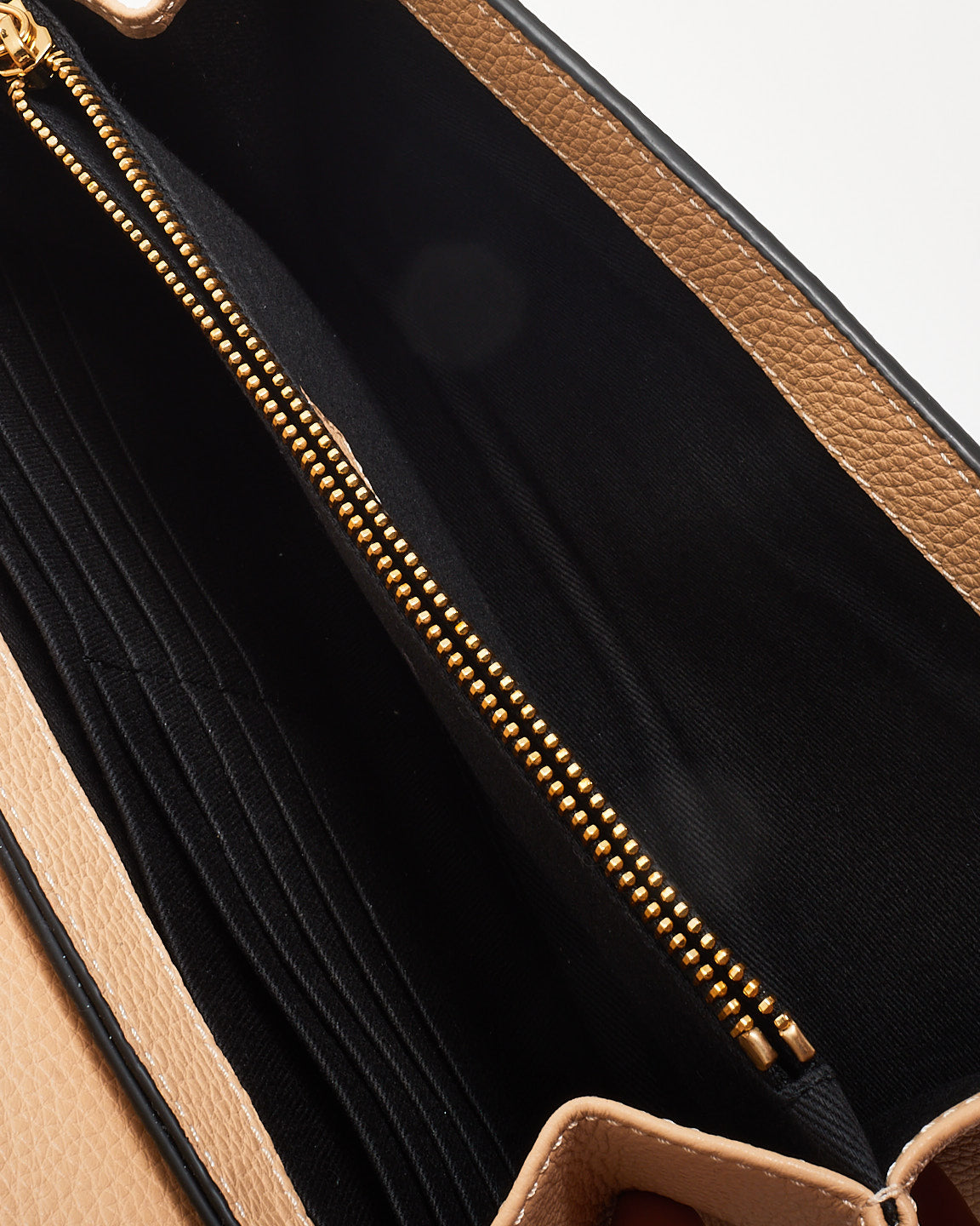 Versace Beige Grained Leather Virtus Logo Wallet on Chain WOC Bag