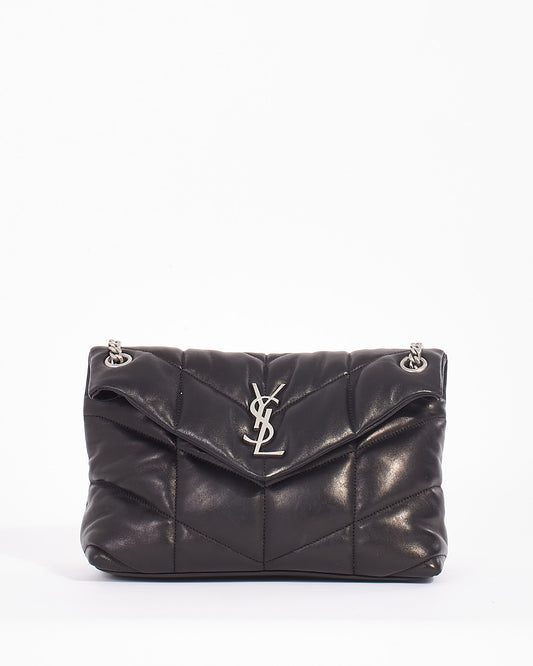 Saint Laurent Black Quilted Lambskin Leather Small Puffer Chain Bag