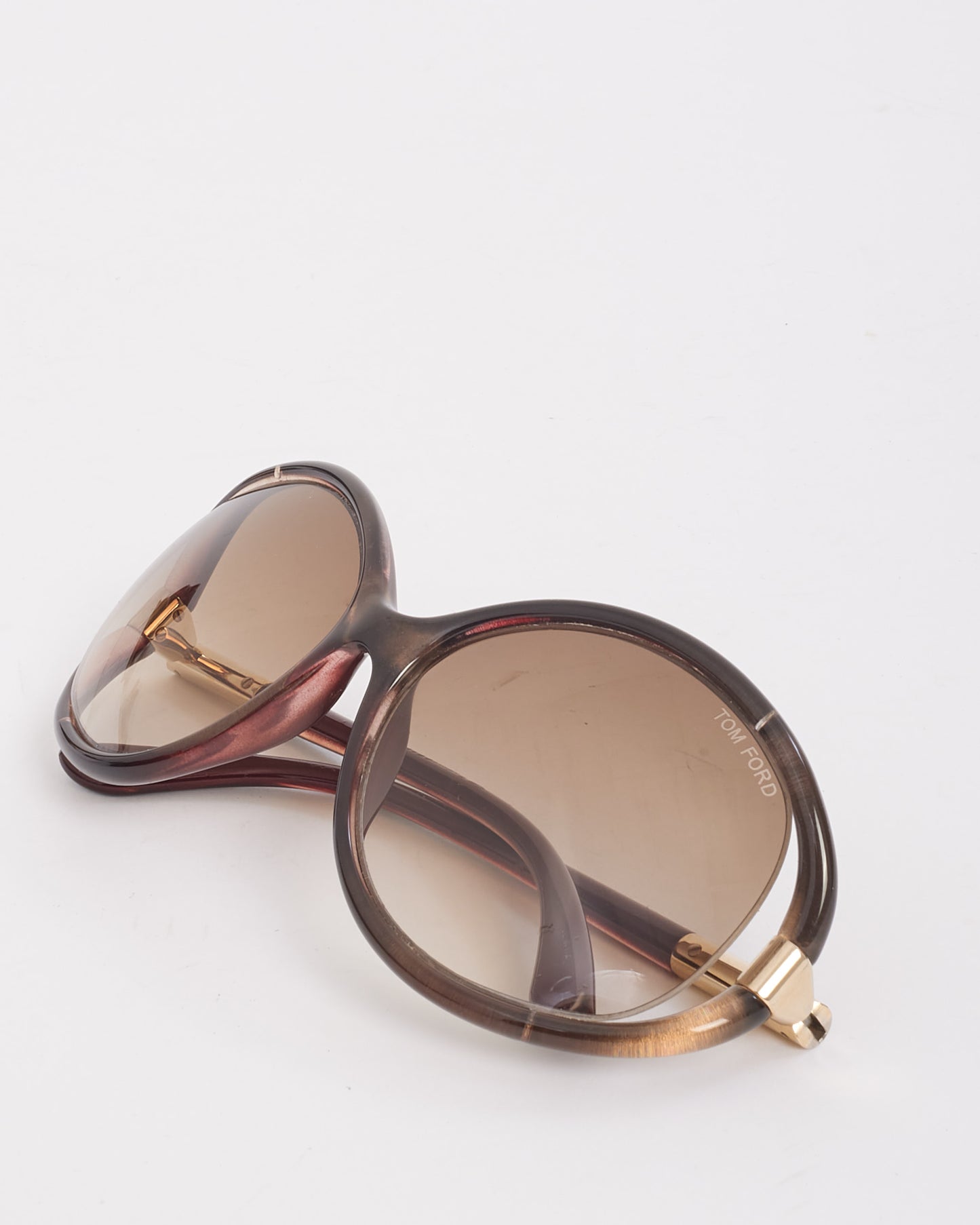 Tom Ford Brown Acetate Round Frame Sunglasses