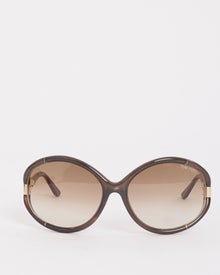  Tom Ford Brown Acetate Round Frame Sunglasses