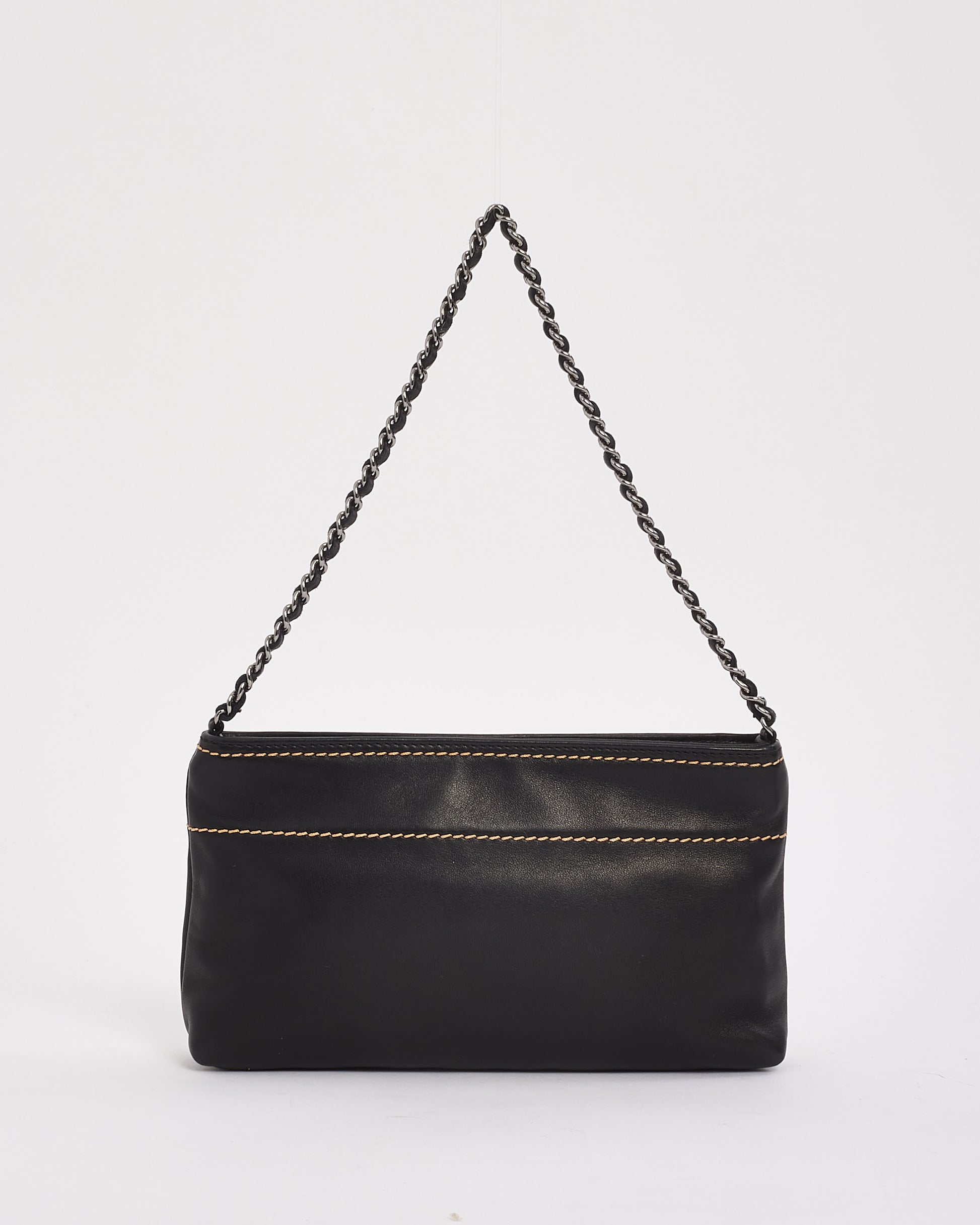 Explore a Chanel Black Leather LAX Pochette Chain Shoulder Bag