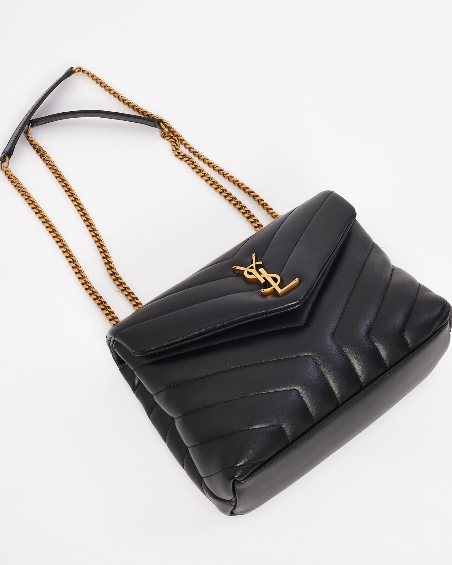 Saint Laurent Black Quilted 'Y' Leather Loulou Small Chain Bag