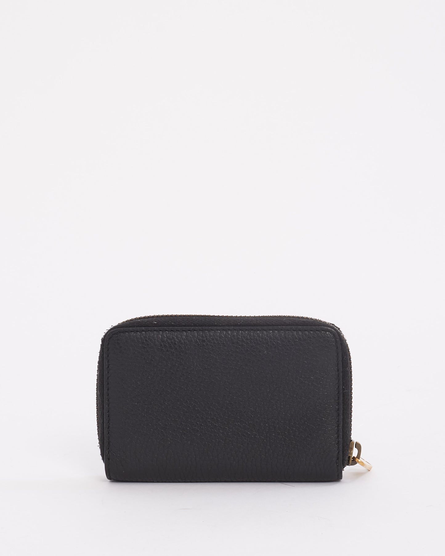 Gucci Black Leather Logo Zip Around Card Case Wallet