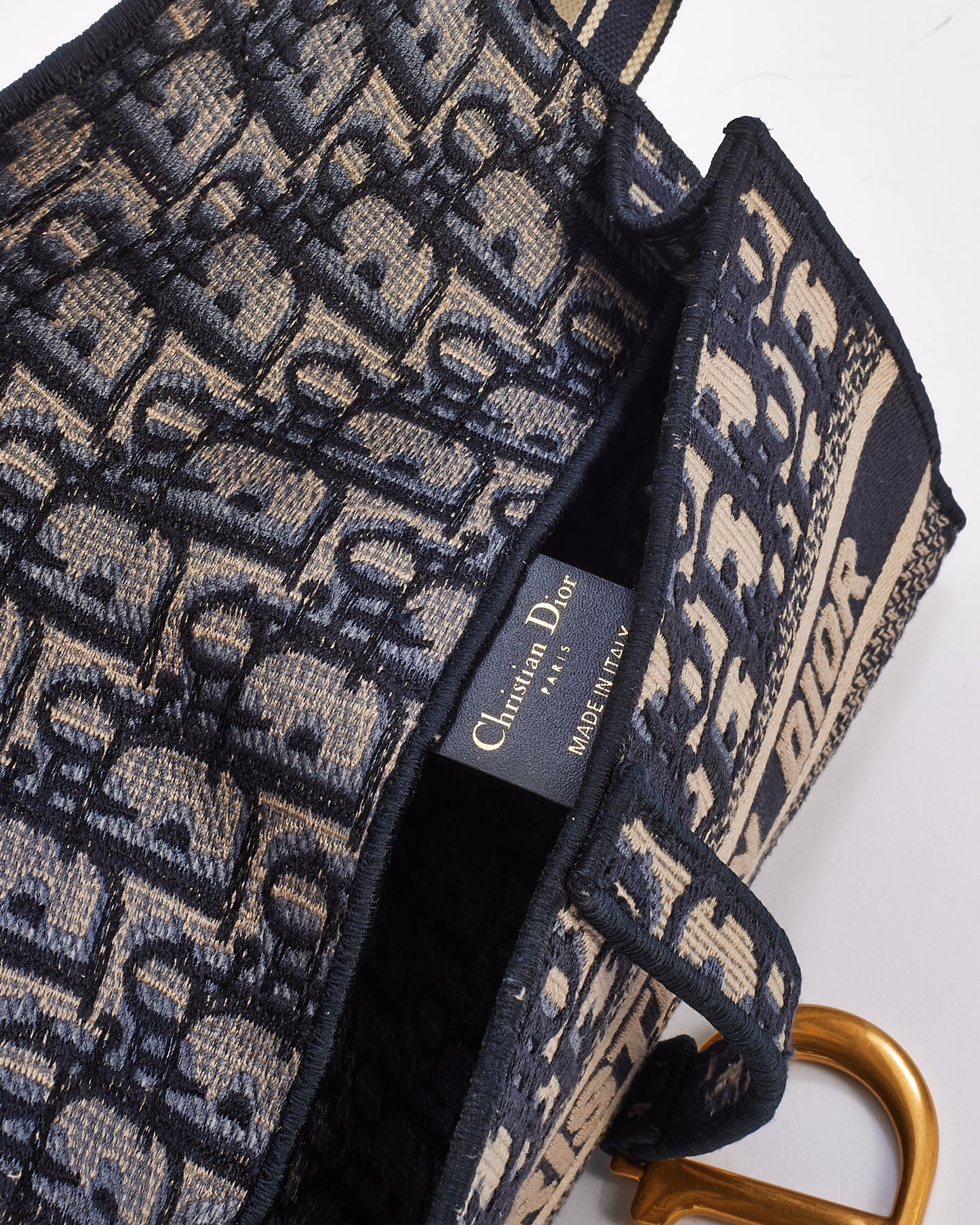 Dior Blue Oblique Canvas Slim Saddle Pouch Belt Bag