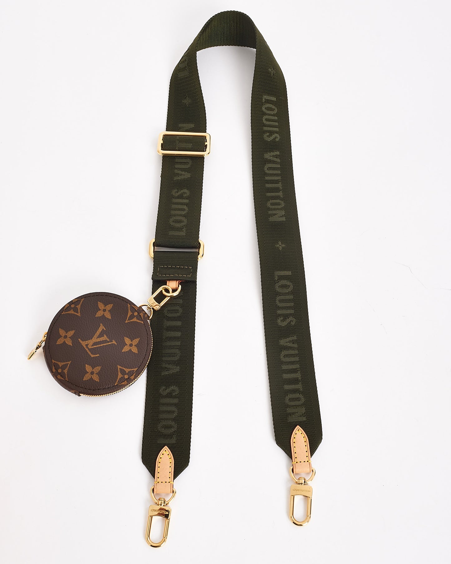 Bracelet bandoulière en toile verte et monogramme Louis Vuitton