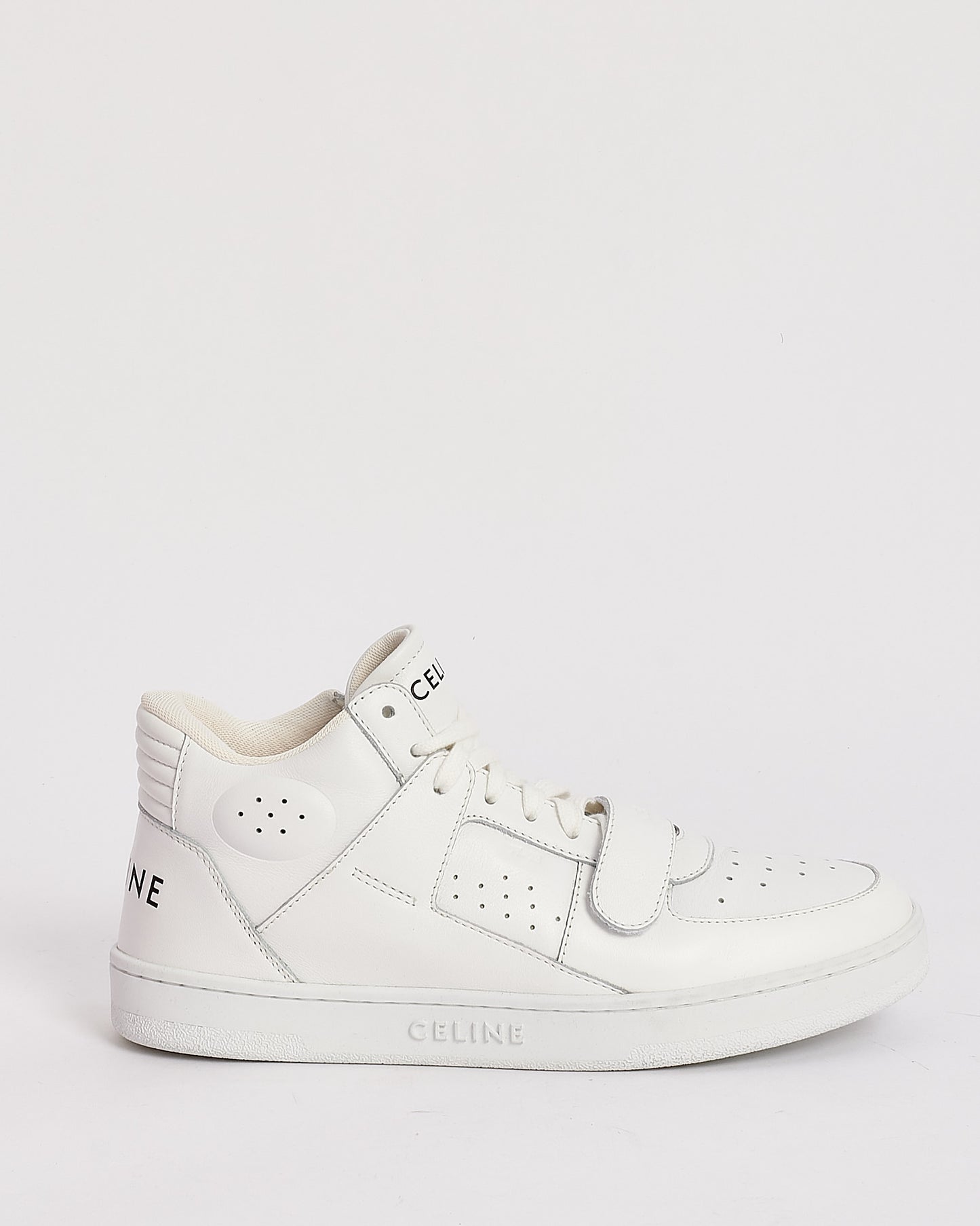 Celine White Leather CT-02 High Top Sneakers - 40