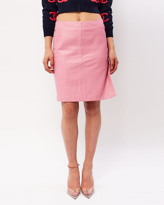 Versace Pink Leather "Jeans Couture" Skirt - 42
