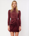 Zimmermann Burgundy Silk Long Sleeve Turtleneck Dress - 0