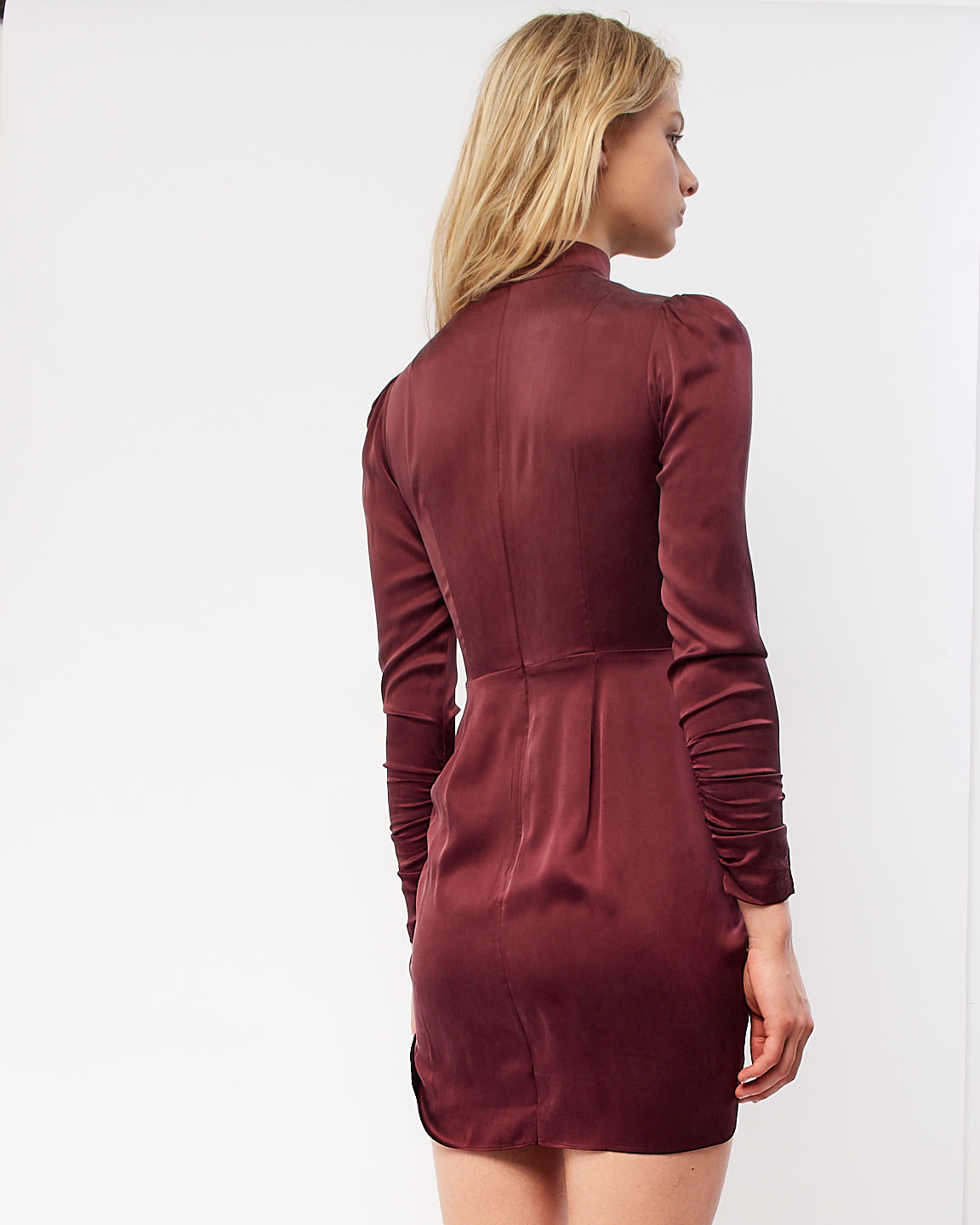 Zimmermann Burgundy Silk Long Sleeve Turtleneck Dress - 0