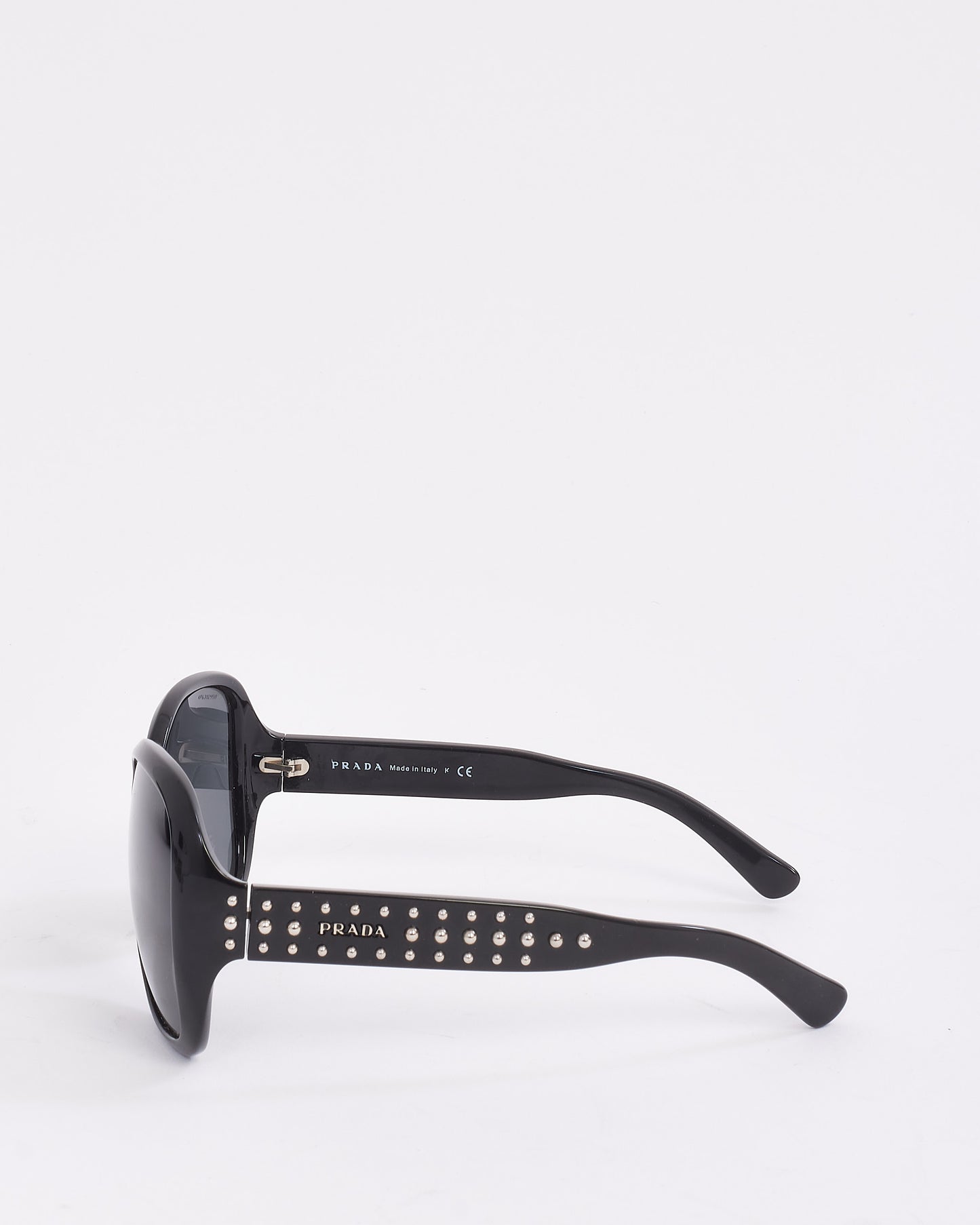 Prada Black Square Studded Arm SPR04M Sunglasses
