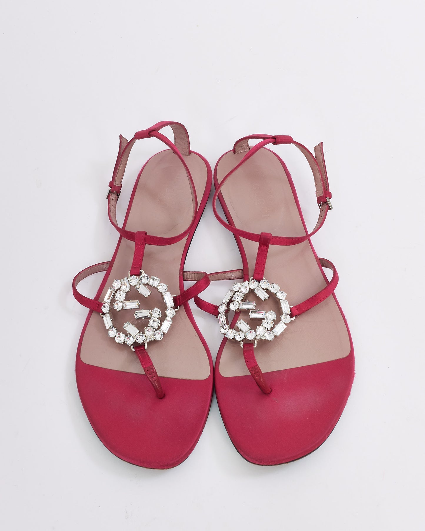 Sandales en cristal GG en satin fuchsia Gucci - 37,5