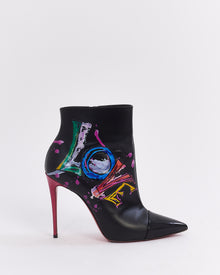  Christian Louboutin Black Leather LOVE So Kate Booty Ankle Boots - 37