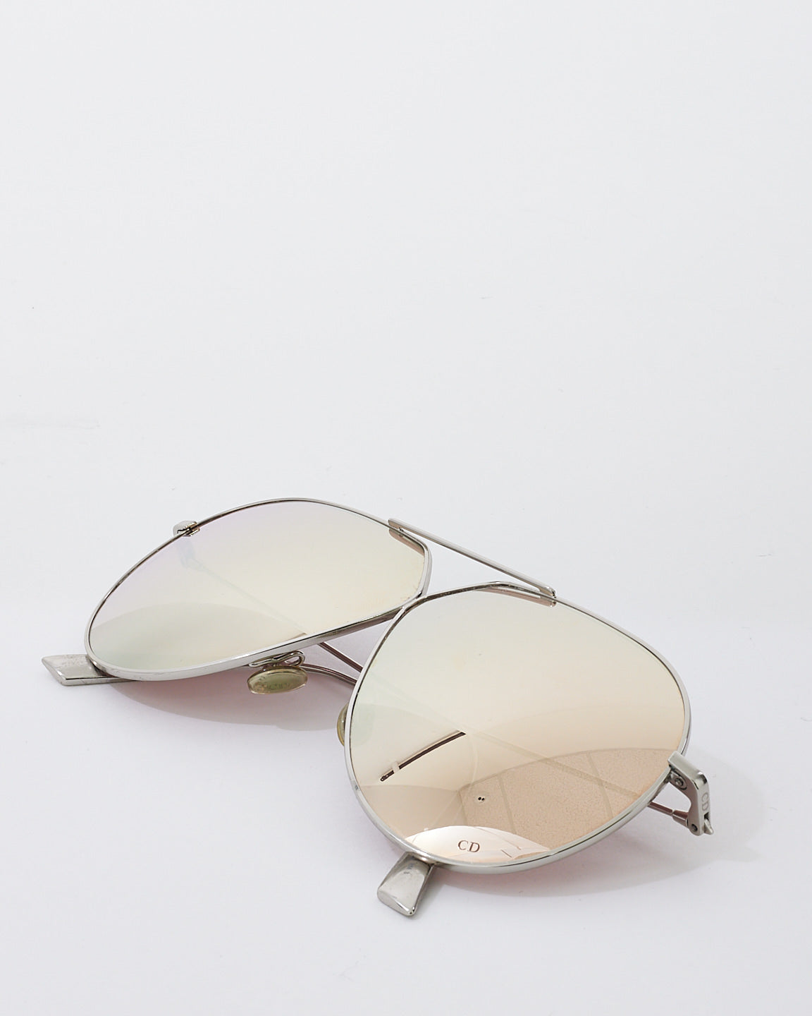 Dior Silver Metal Mirrored Aviator Sunglasses