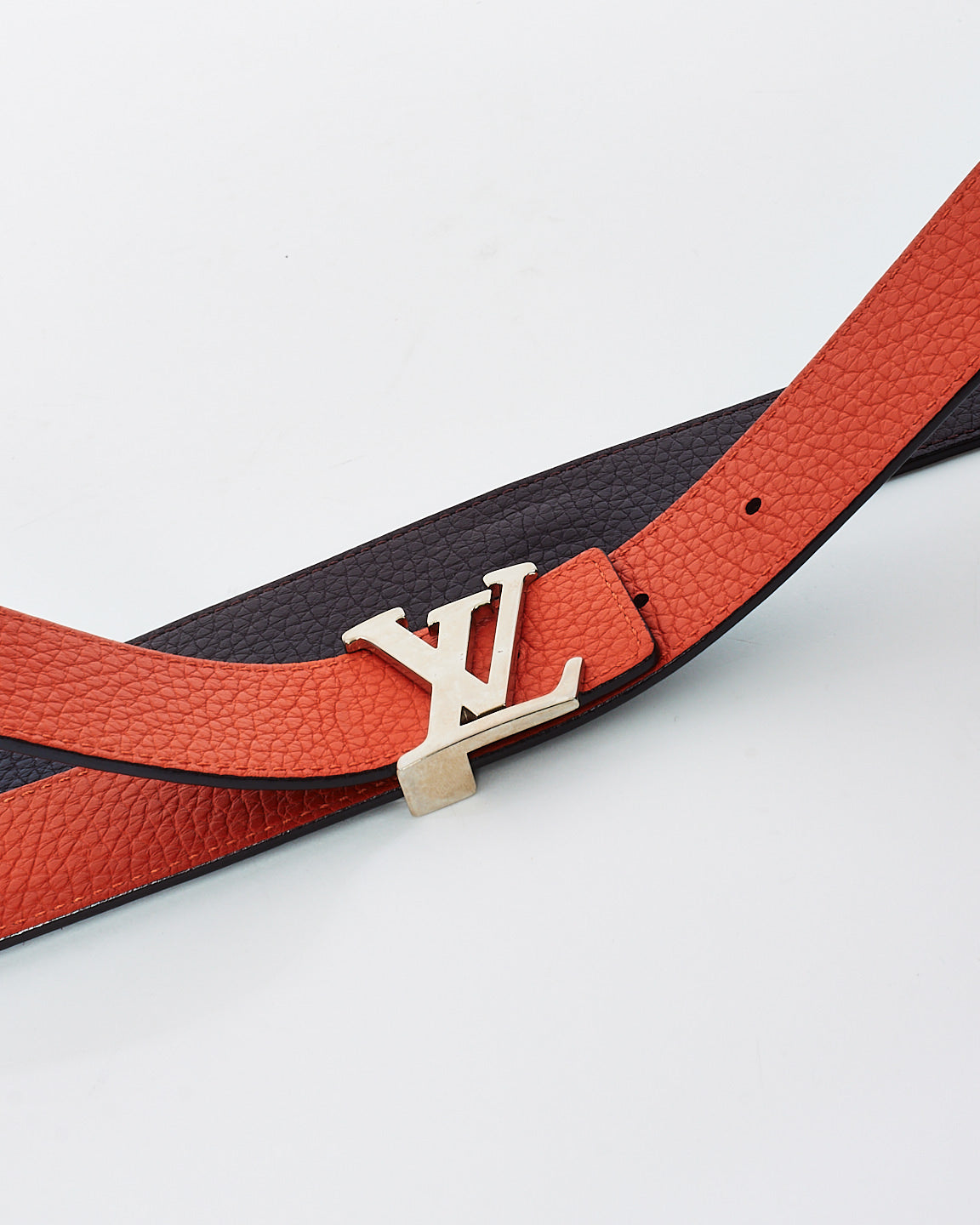 Louis Vuitton Orange/Eggplant Leather Reversible Logo Belt - 85/34