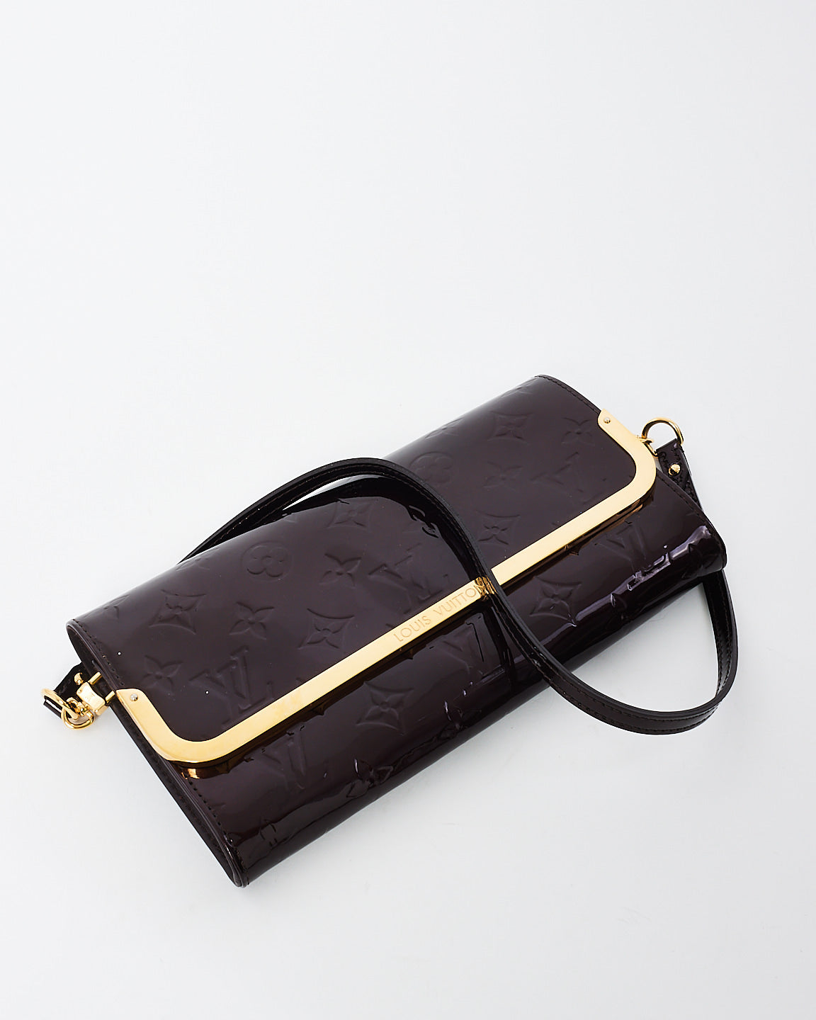 Louis Vuitton Amarante Monogram Vernis Leather Rossmore MM Clutch with Strap