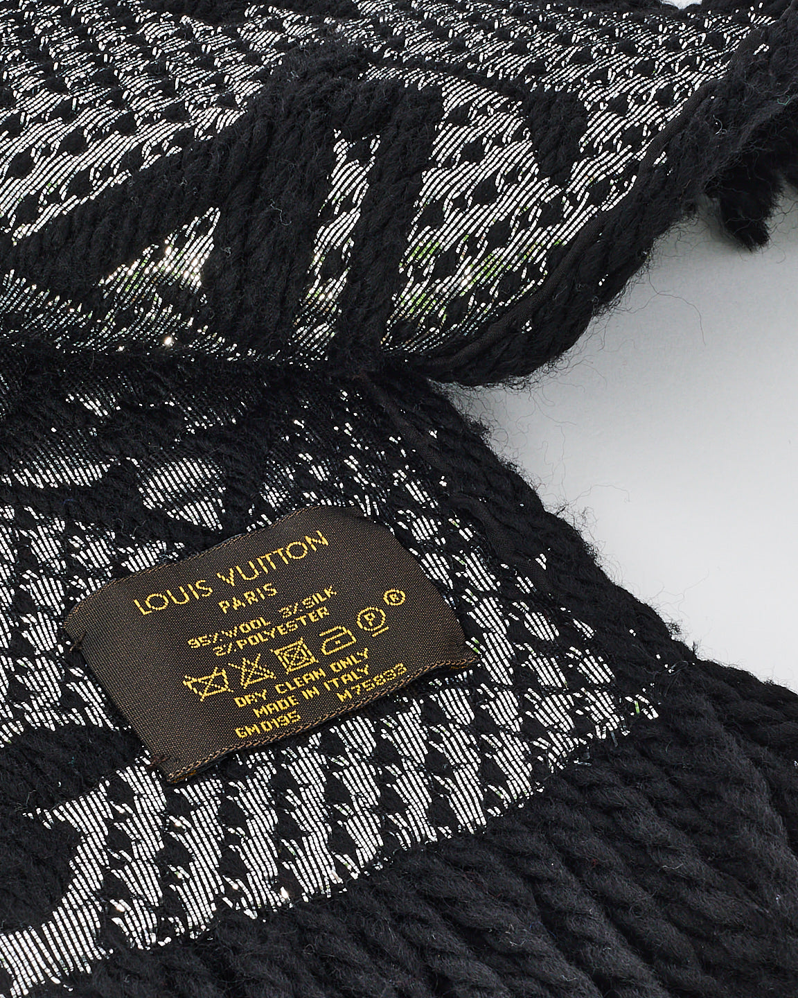 Louis Vuitton Black/Silver Logo Mania Wool Scarf